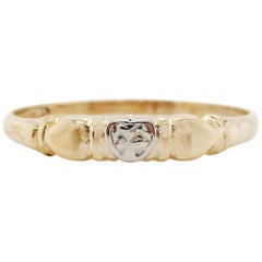 1950s Art Deco Style 14 Karat Yellow and White Gold Three Hearts Band Ring