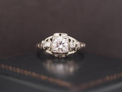 1940s Art Deco 18K White Gold .60ct Diamond Engagement Ring