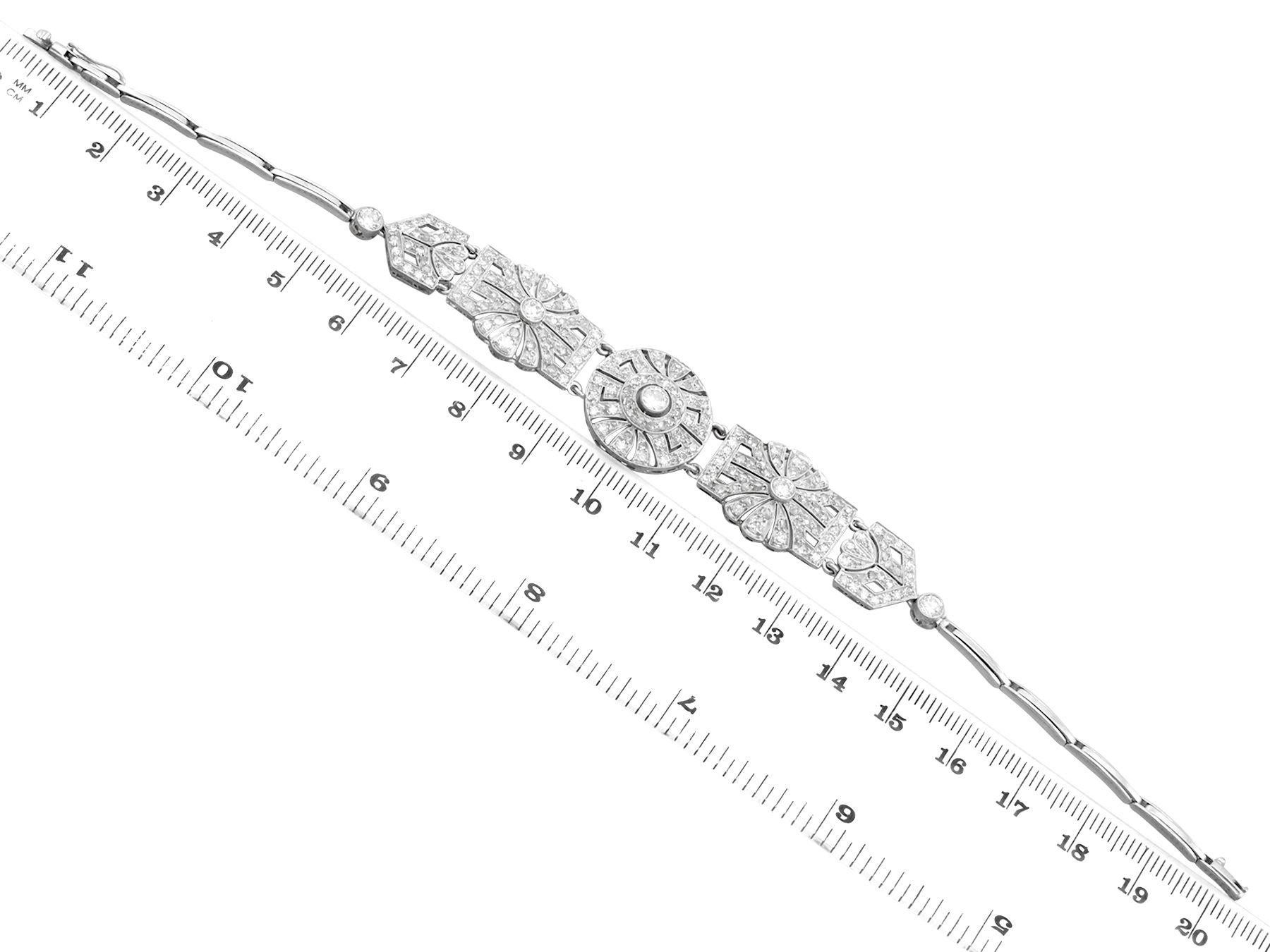 1940s, Late Art Deco 4.48 Carat Diamond and Platinum Bracelet For Sale 3