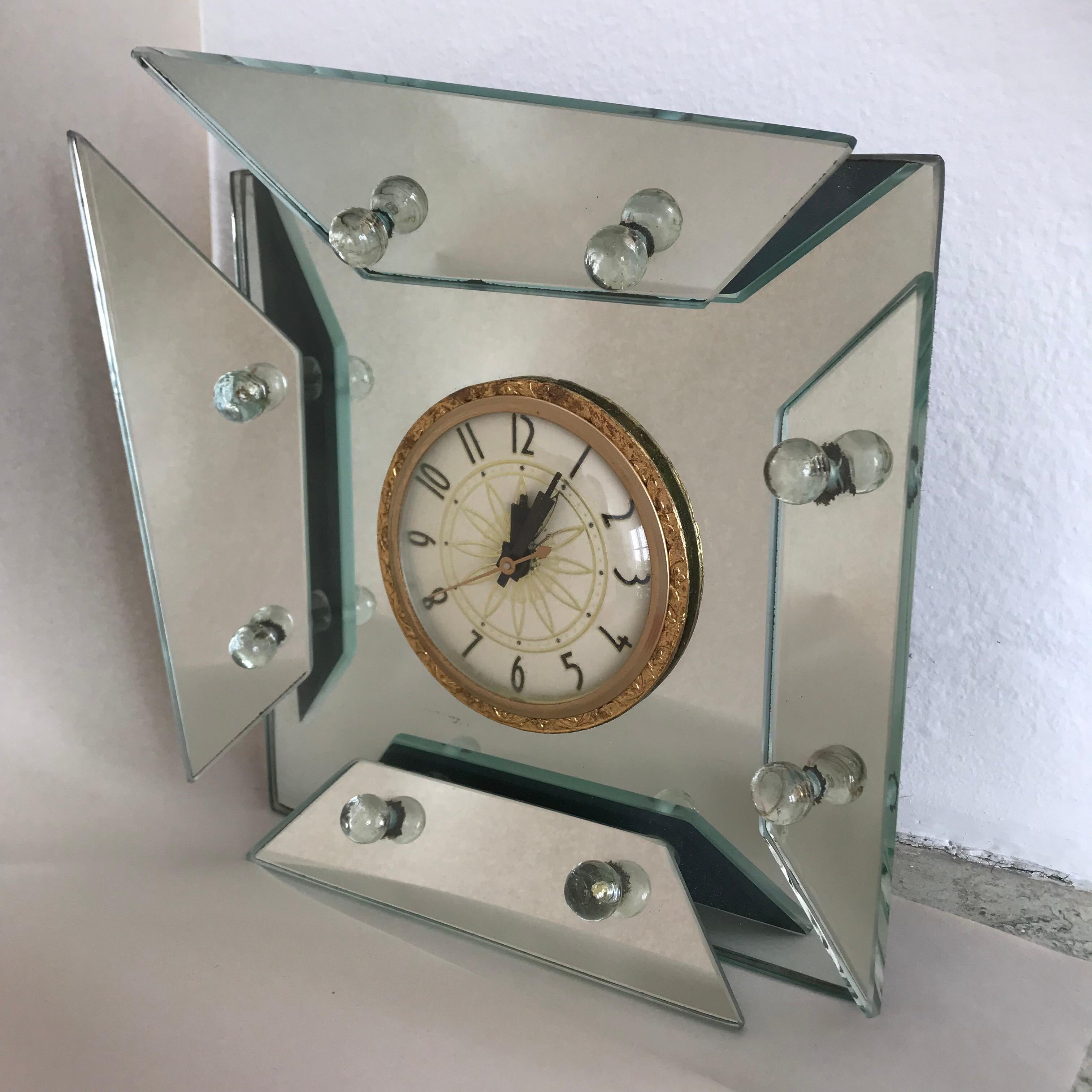 mirrored mantel clock