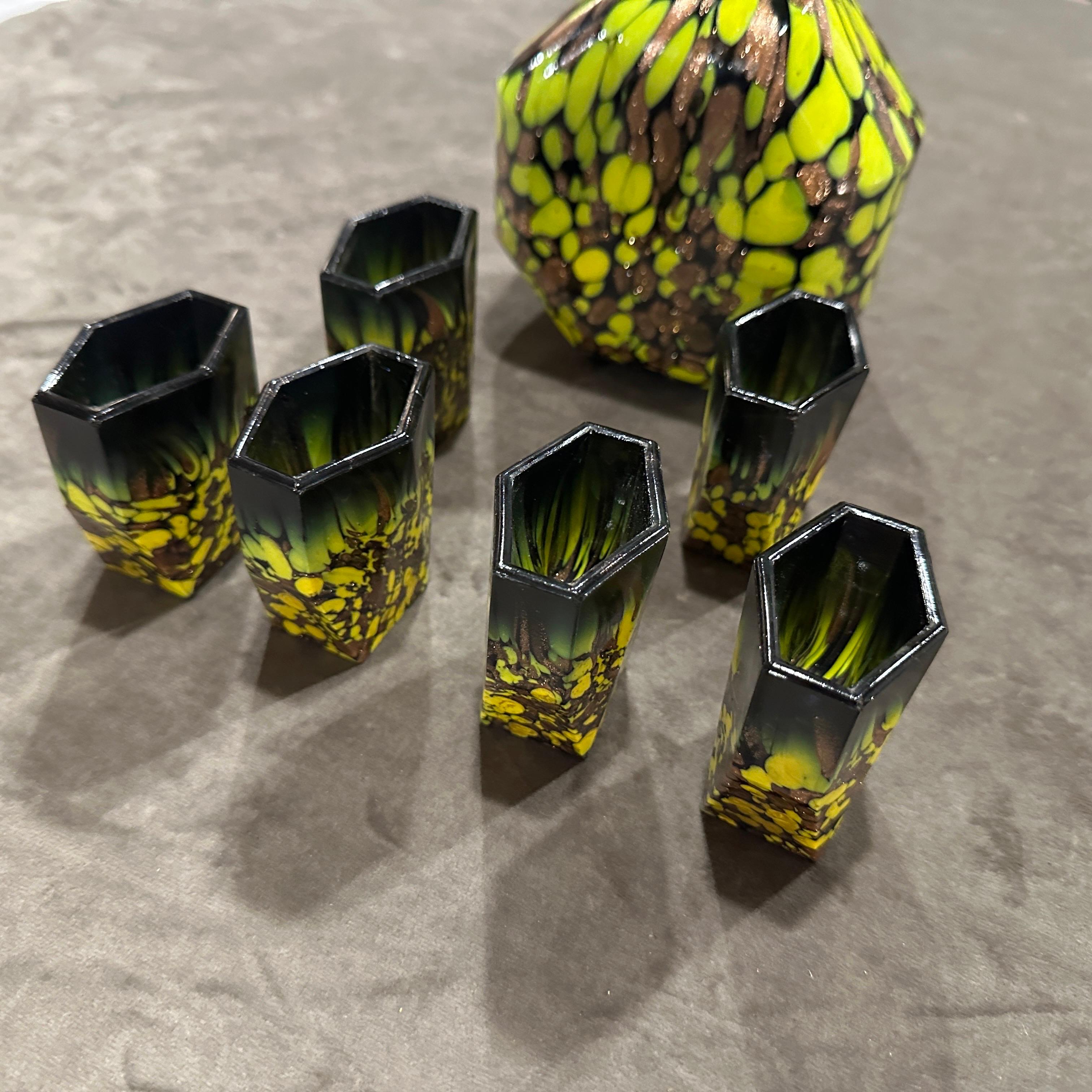 Service de rosolio en verre Murano Aventurine Art Déco 1940s en vente 3