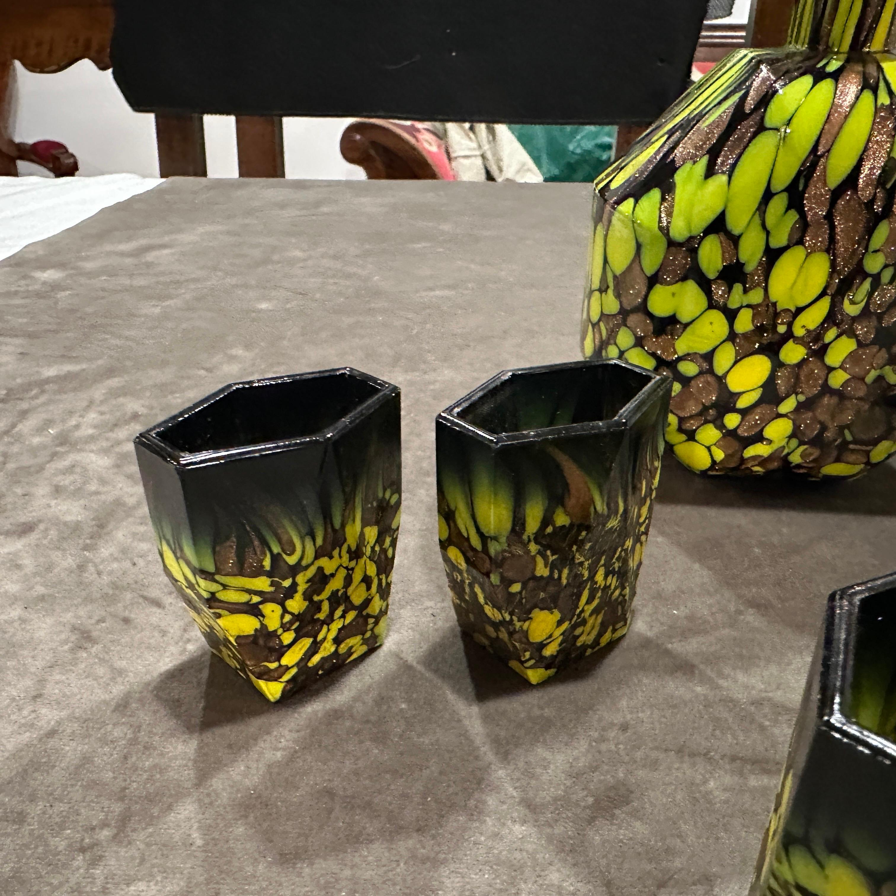 Service de rosolio en verre Murano Aventurine Art Déco 1940s en vente 4