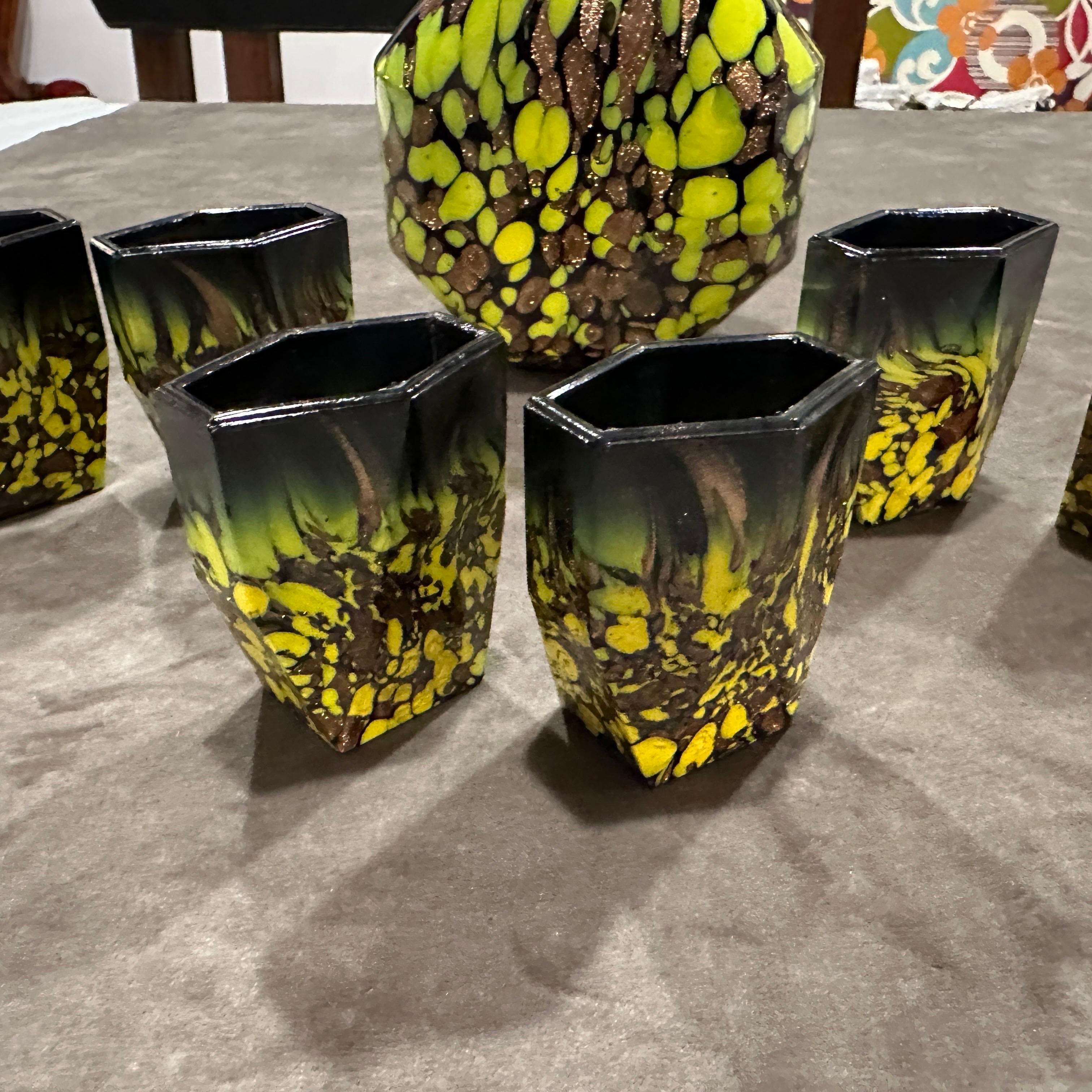 Service de rosolio en verre Murano Aventurine Art Déco 1940s en vente 6