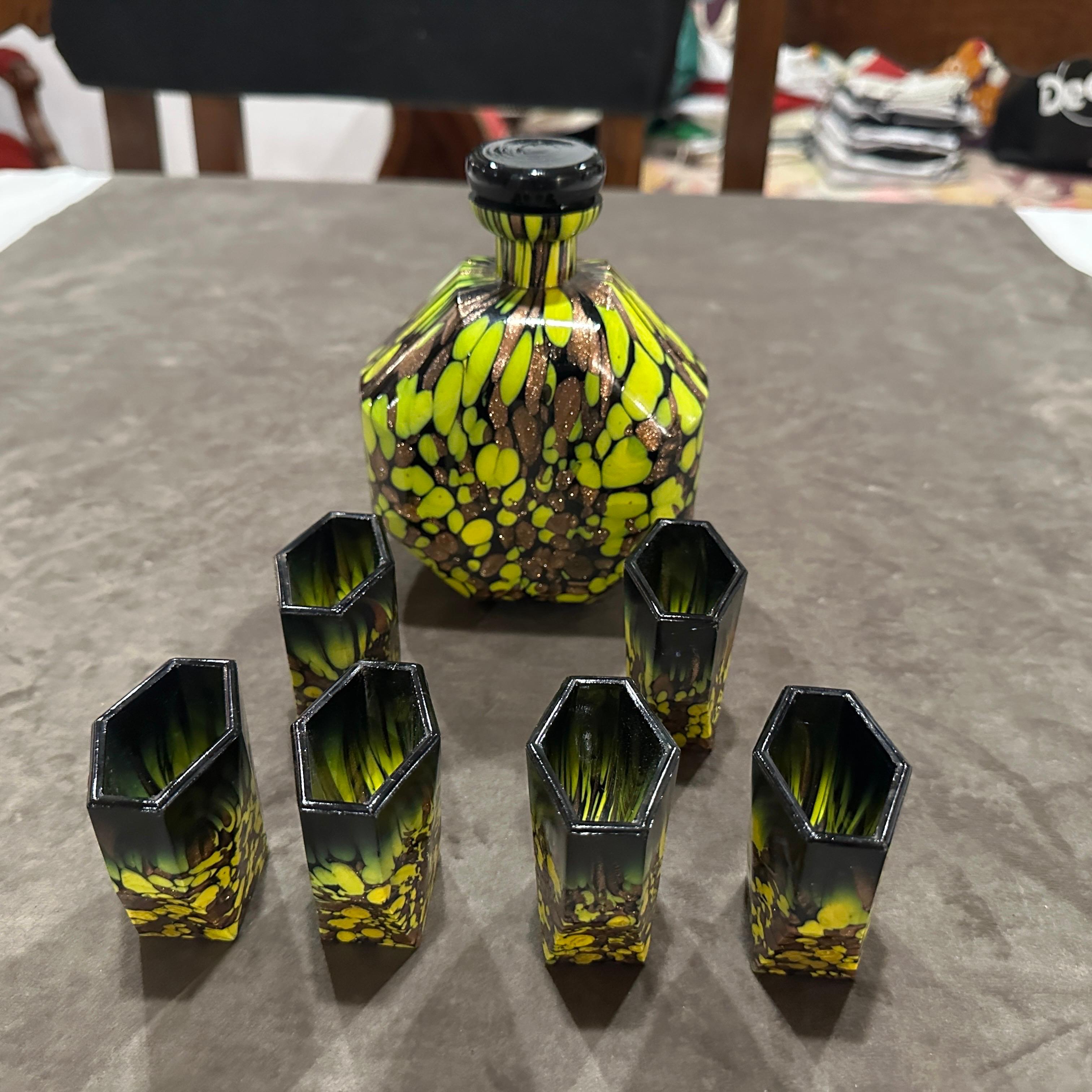 Service de rosolio en verre Murano Aventurine Art Déco 1940s en vente 7