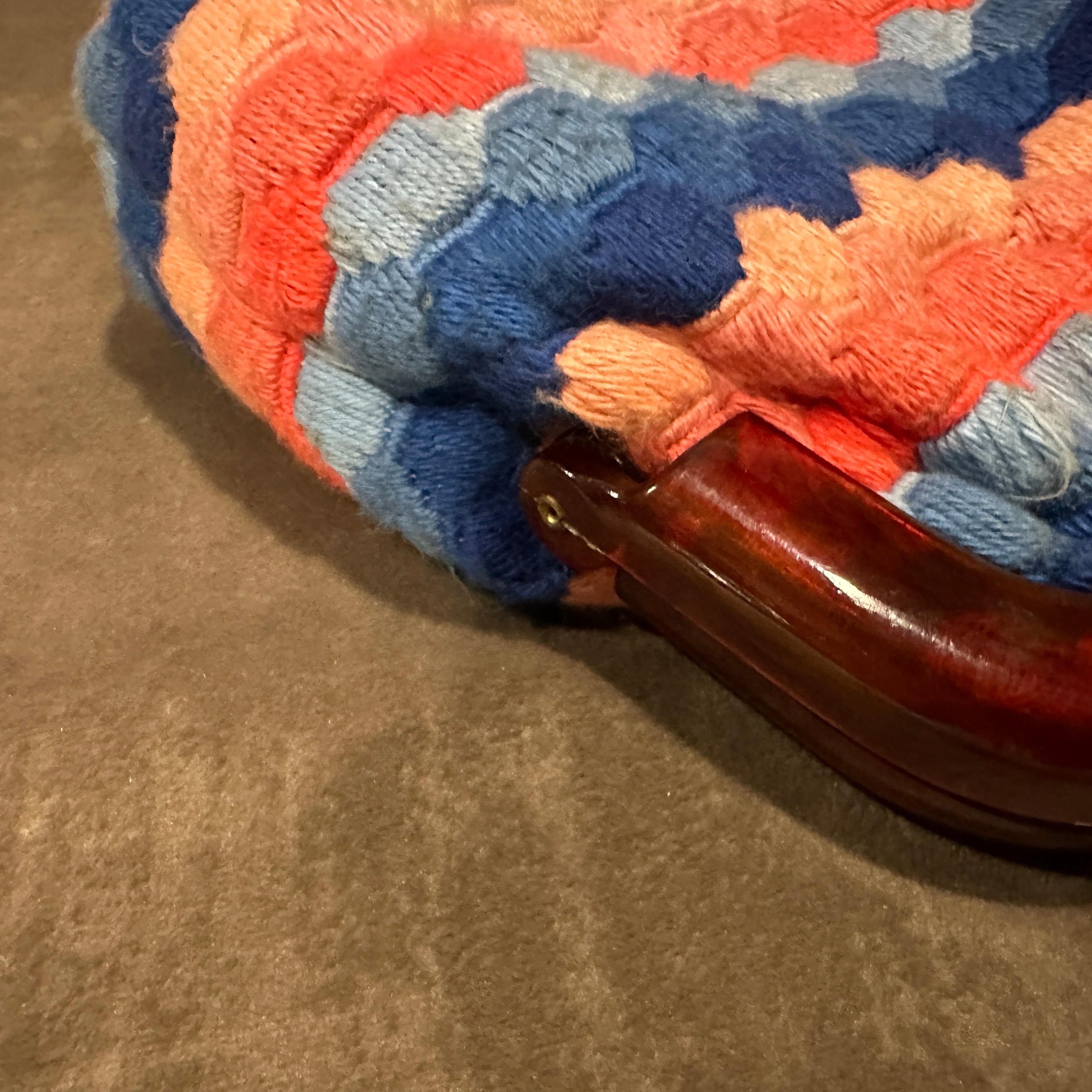 Bolso de mano Art Decó italiano de baquelita, latón y tela de los años 40 Naranja en venta