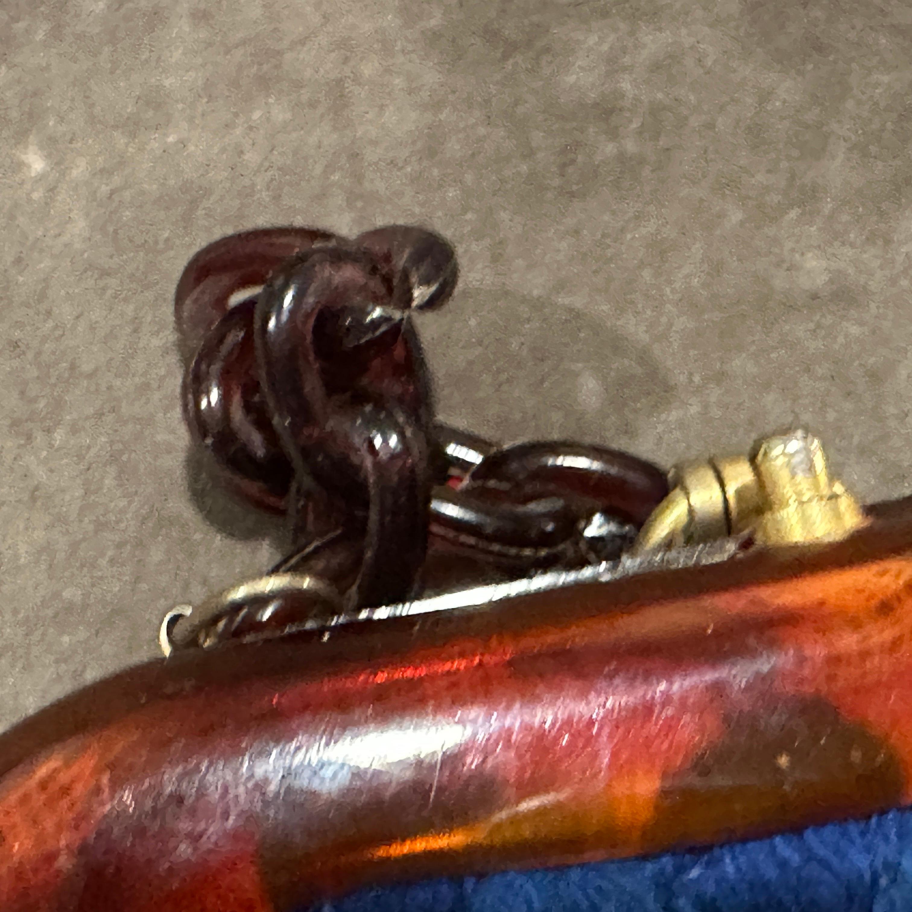 Bolso de mano Art Decó italiano de baquelita, latón y tela de los años 40 en venta 3