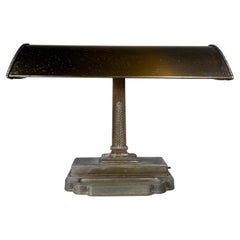 Vintage 1940s Art Deco Banker Desk Lamp Patinated Metal Globe Specialty Co. Chicago