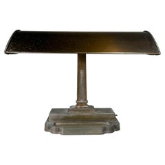 1940s Art Deco Banker Desk Lamp Patinated Metal Globe Specialty Co. Chicago