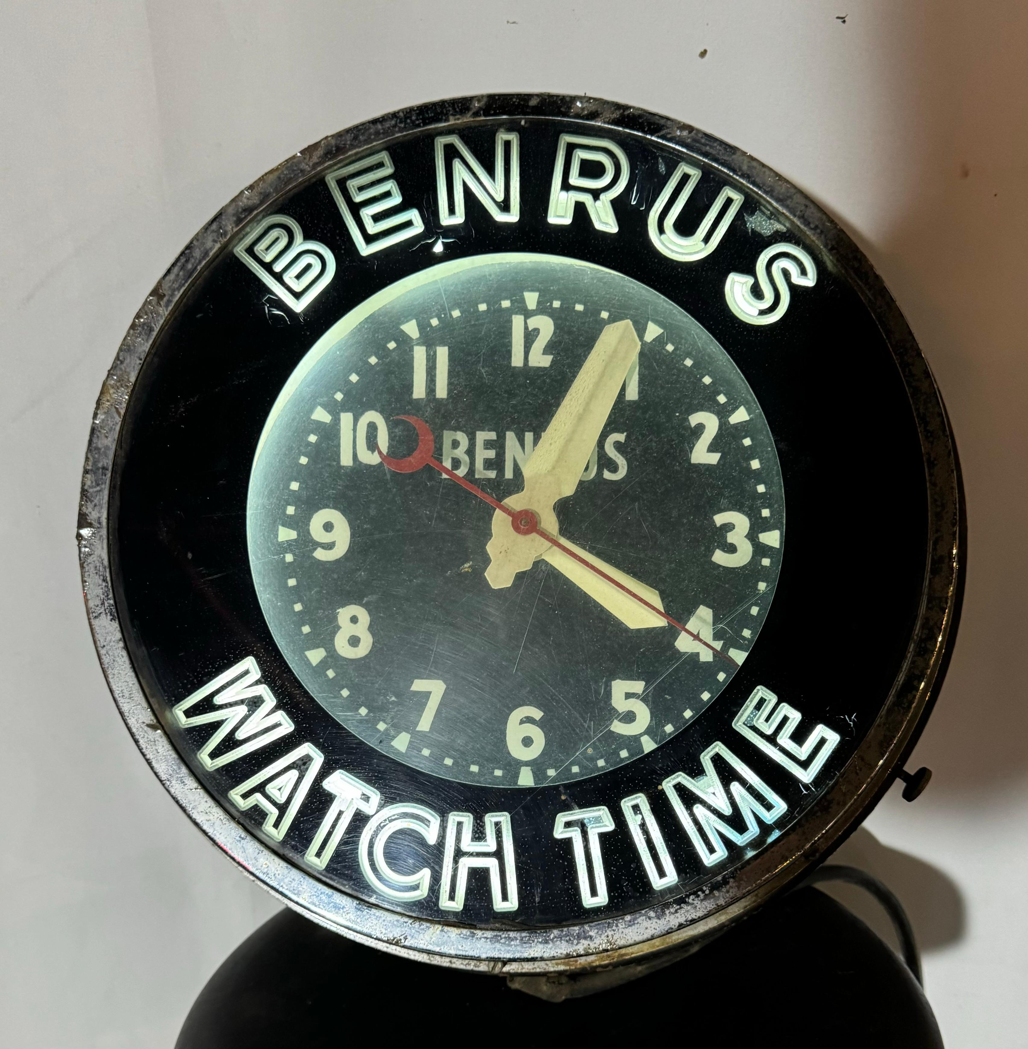 Mid-20th Century 1940s Art Deco 'BENRUS WATCH TIME