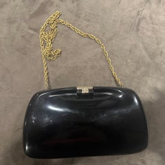 1940s Art Deco Black Bakelite and Brass Italian Evening Bag