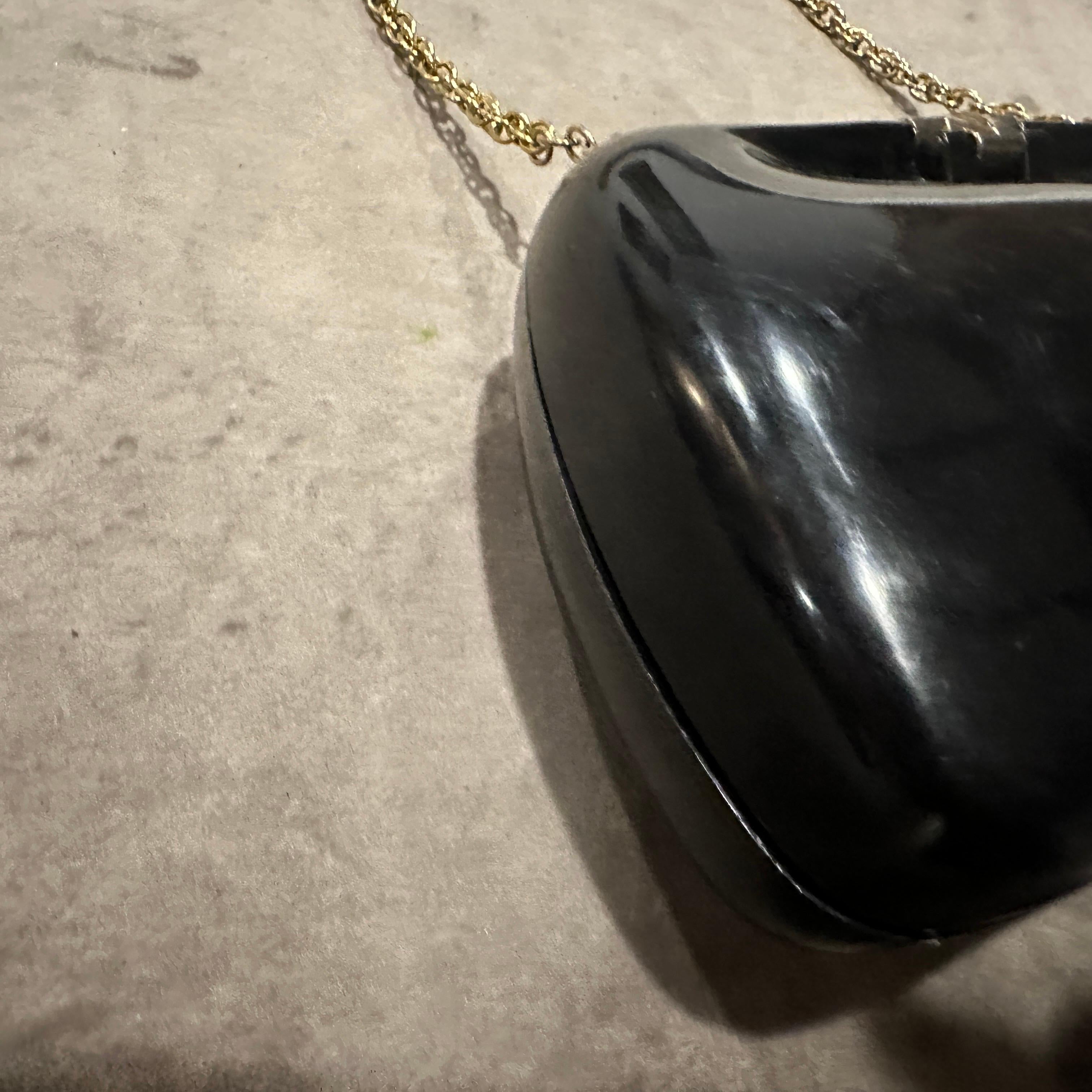 Sac de soirée italien en bakélite noire et laiton Art déco des années 1940 Bon état - En vente à Aci Castello, IT