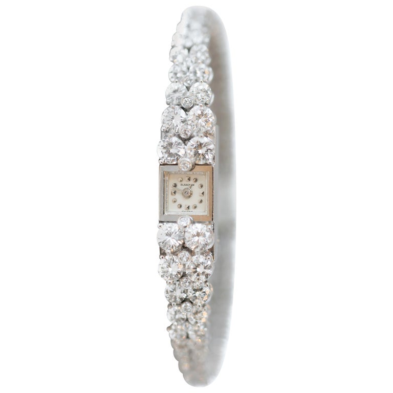 1940s Art Deco Blancpain 8 Carat Total Diamond and Platinum  display picture 1