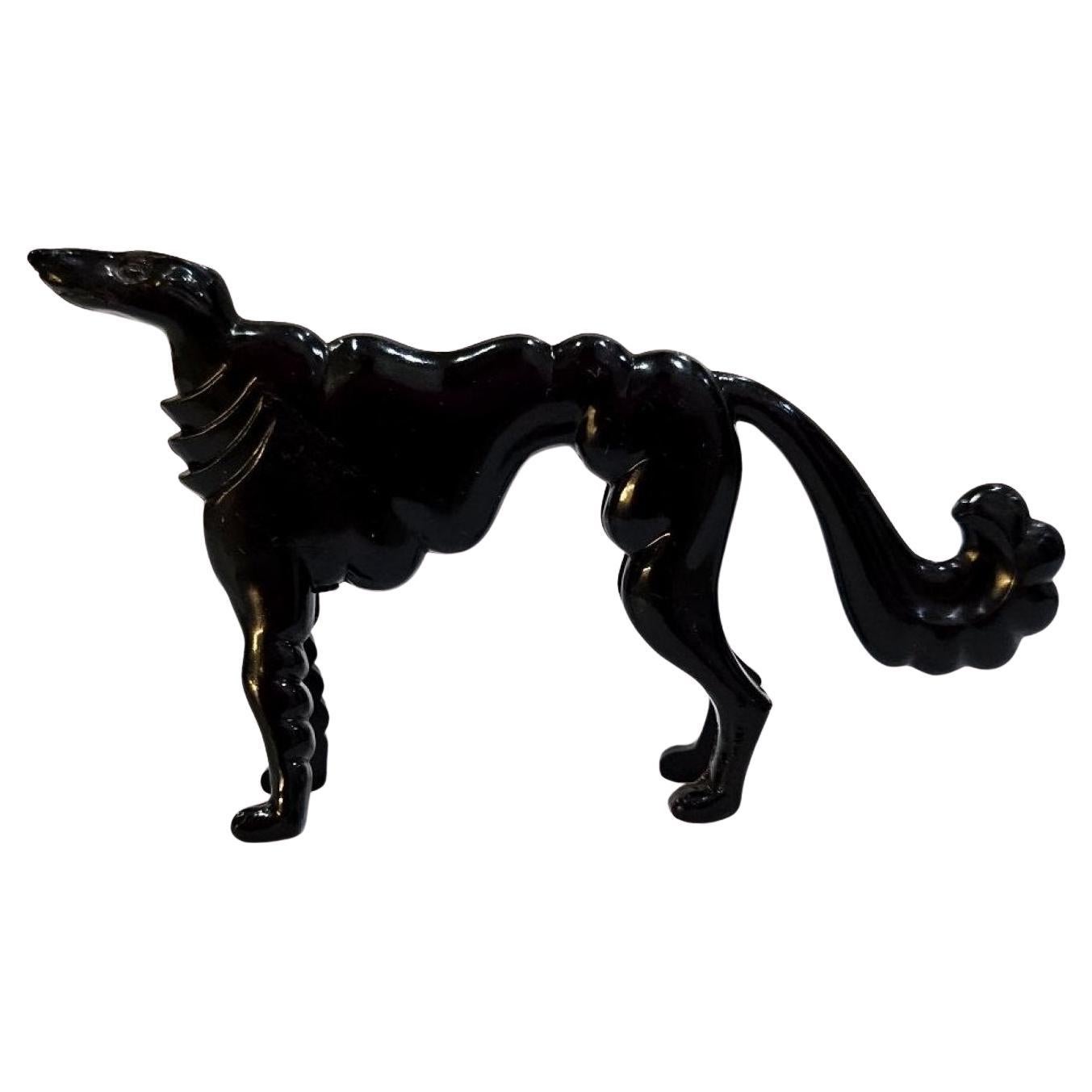 1940s Art Nouveau Borzoi / Russian Wolfhound Figurine, Don Manning, marcado USA