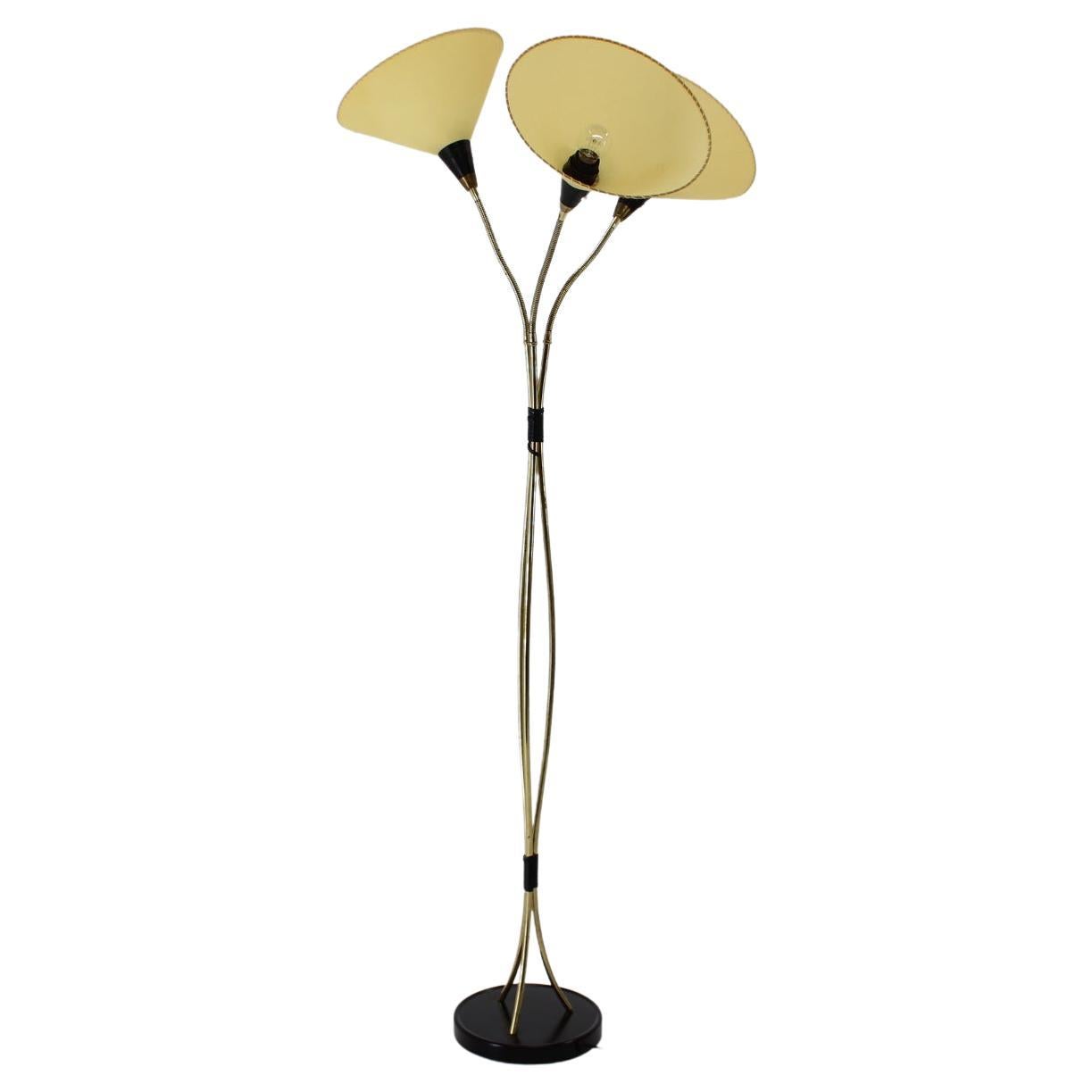 1940s Art Deco Brass Floor Lamp, Czechoslovakia 