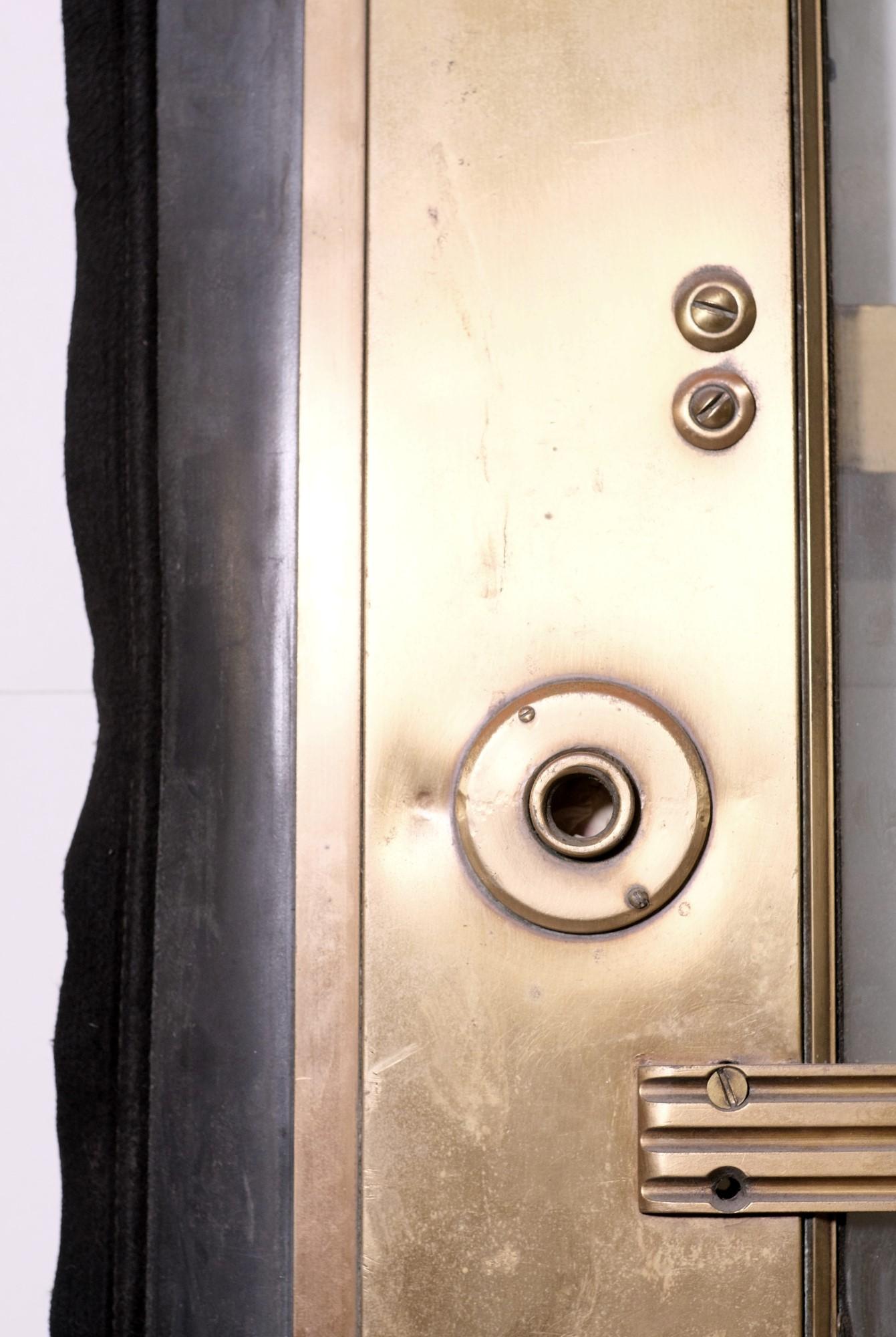 1940s Art Deco Bronze & Glass Commercial Door w/ Original Push Bar 3