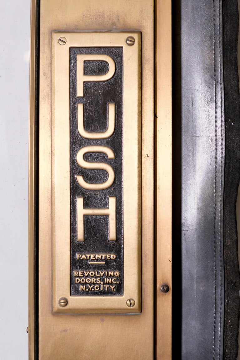 1940s Art Deco Bronze and Glass Commercial Door w/ Original Push Bar