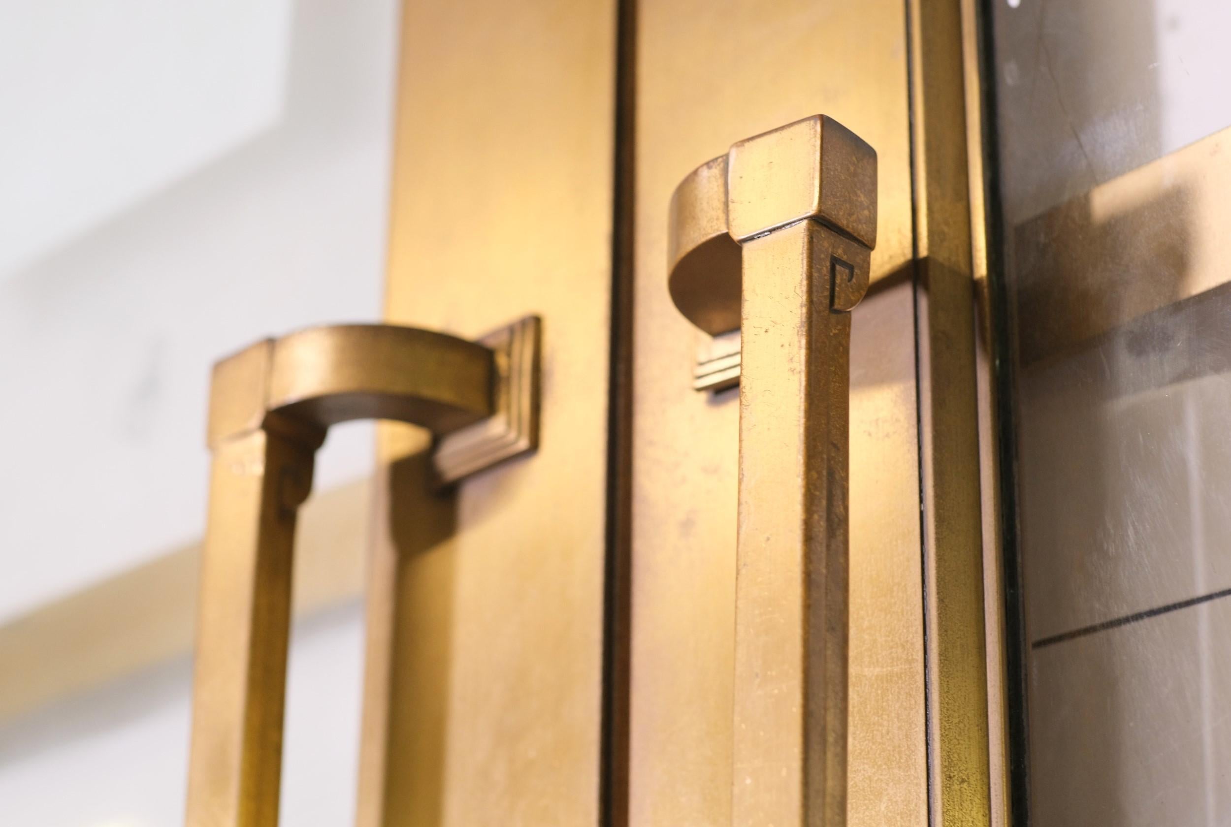 1940s Art Deco Bronze & Glass Commerical Entry Doors w/ Original Pull/Push Bars 6