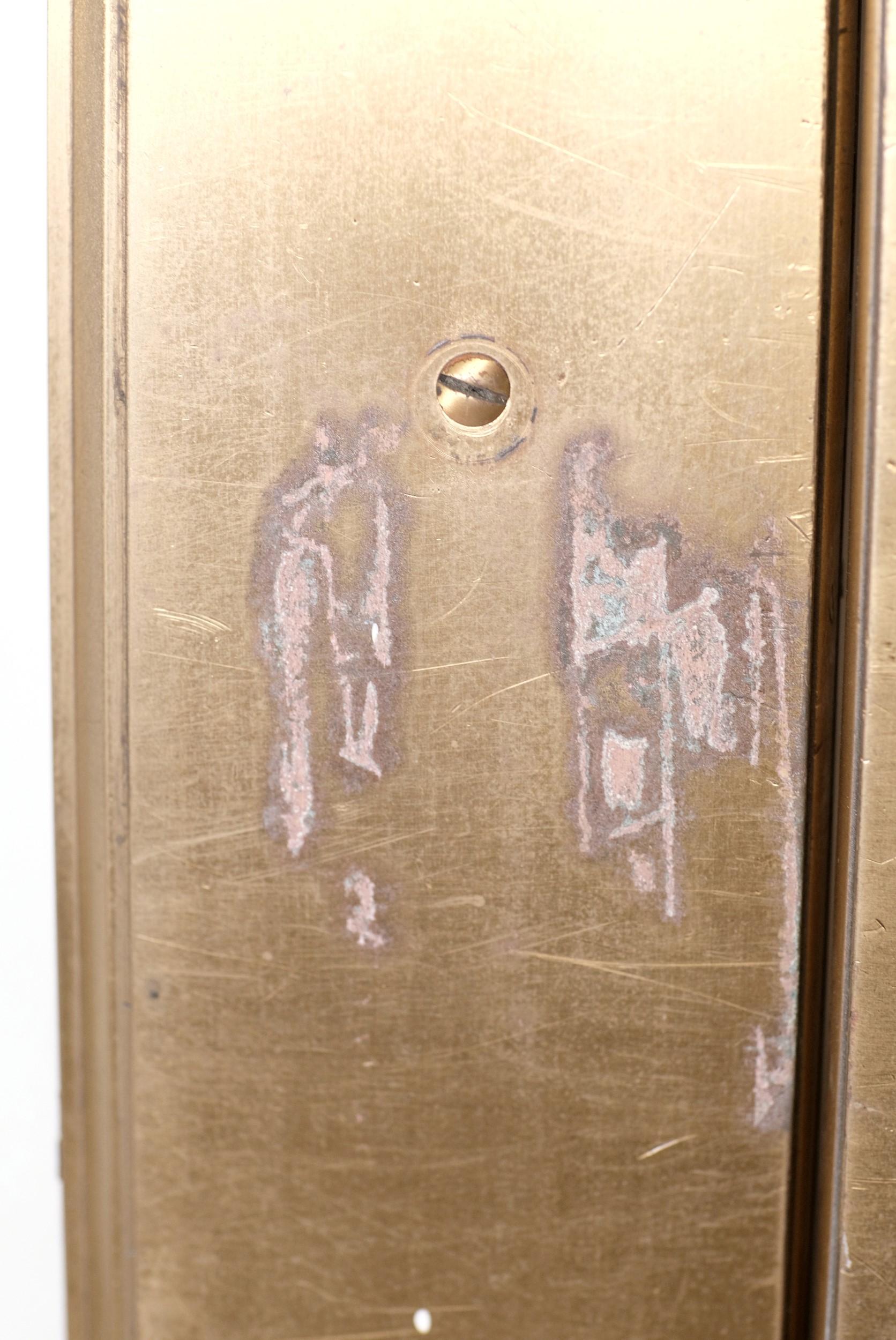 Mid-20th Century 1940s Art Deco Bronze & Glass Commerical Entry Doors w/ Original Pull/Push Bars
