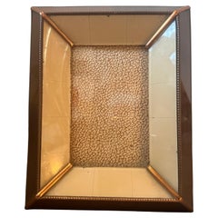 1940 Art Decó Marco italiano rectangular de cristal marrón y ámbar
