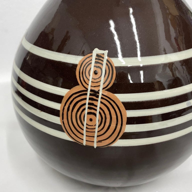 1940s Art Deco Brown and white Ceramic Italian Vase at 1stDibs