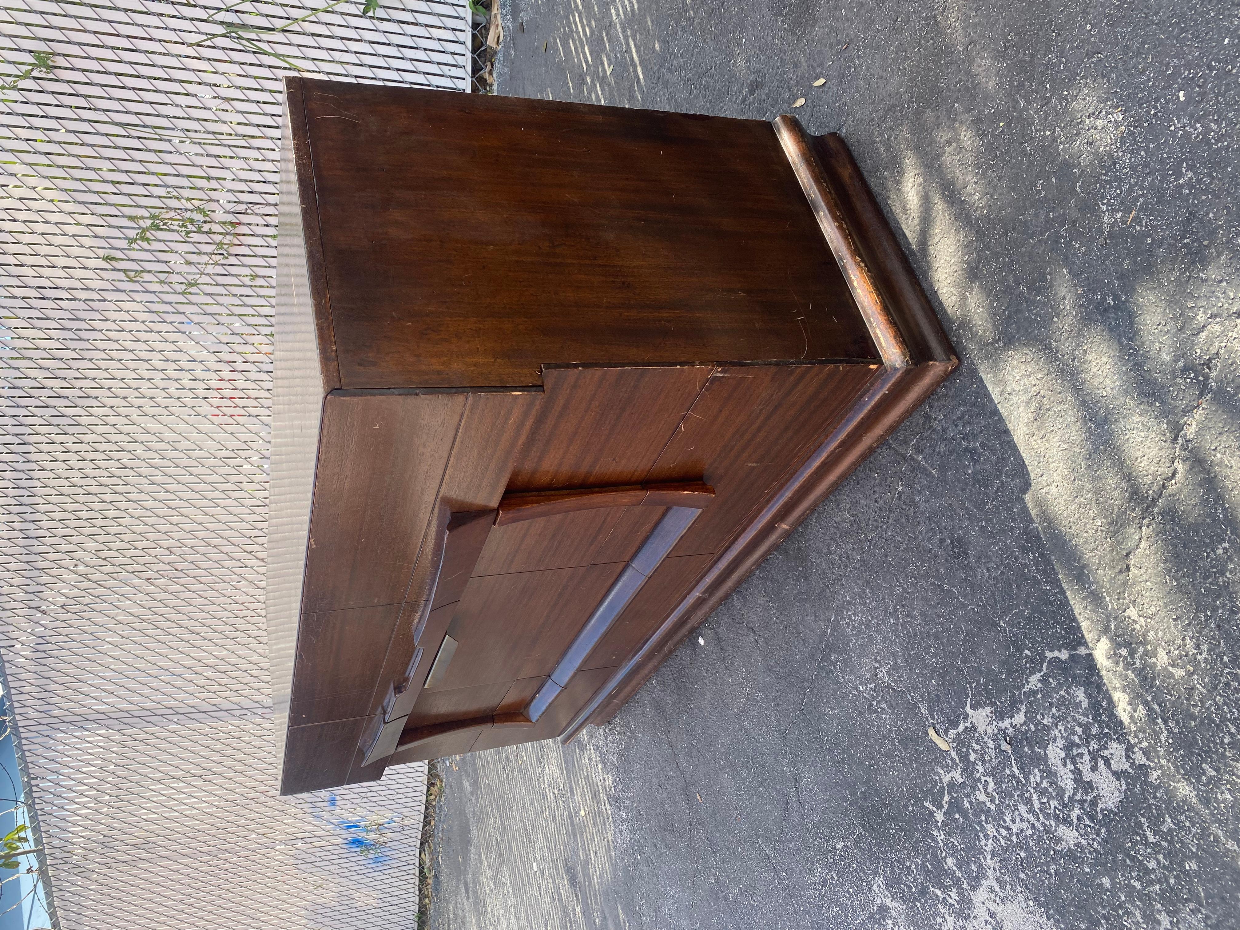 Mid-20th Century 1940s Art Deco Brutalist Dresser Storage Cabinet For Sale