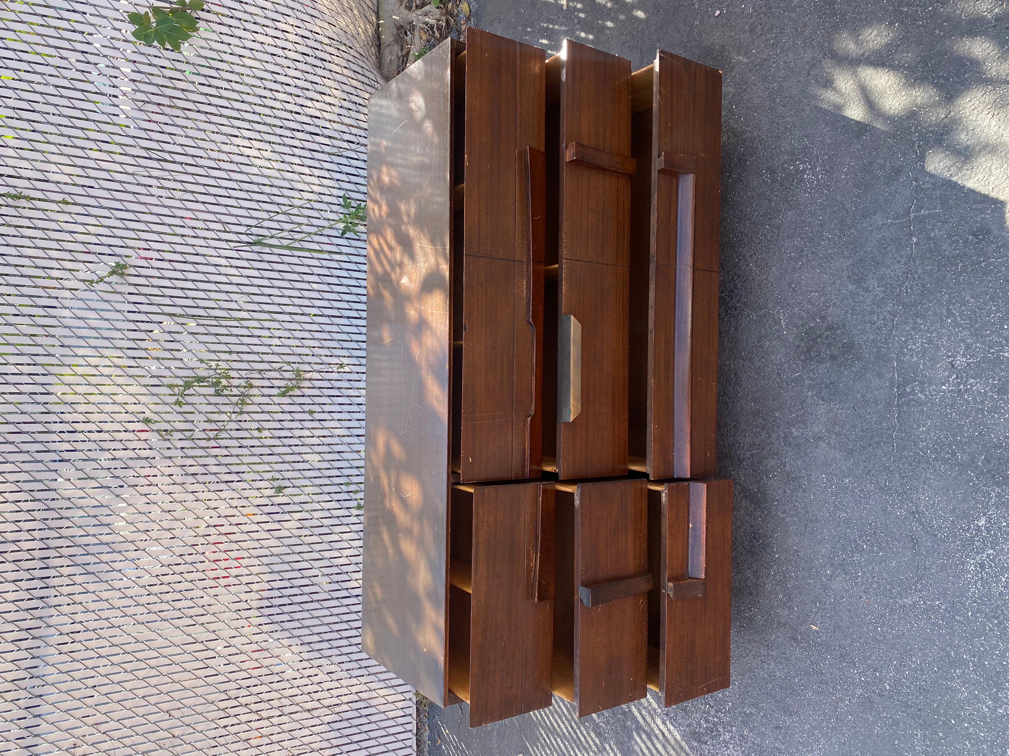 Wood 1940s Art Deco Brutalist Dresser Storage Cabinet For Sale