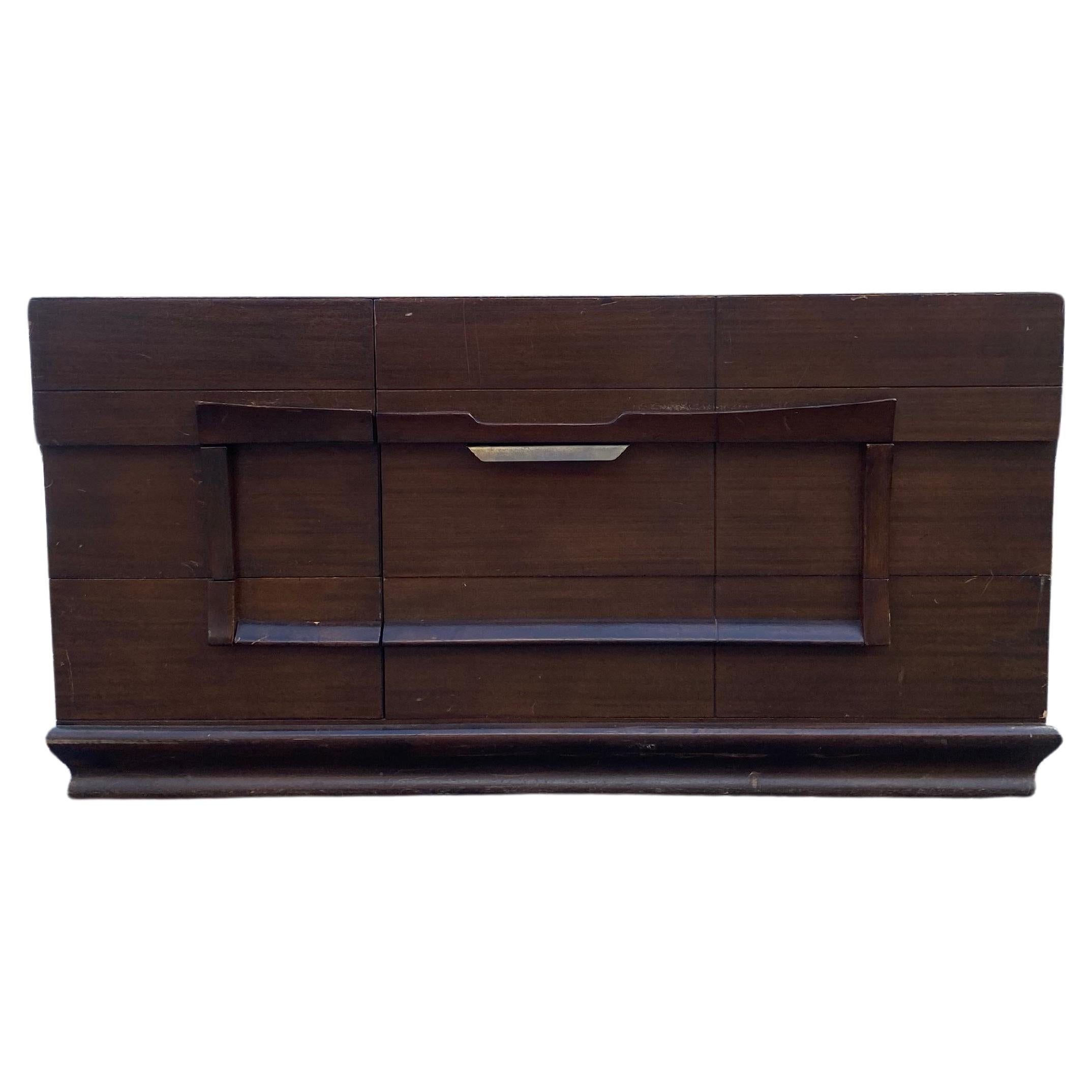 1940s Art Deco Brutalist Dresser Storage Cabinet For Sale