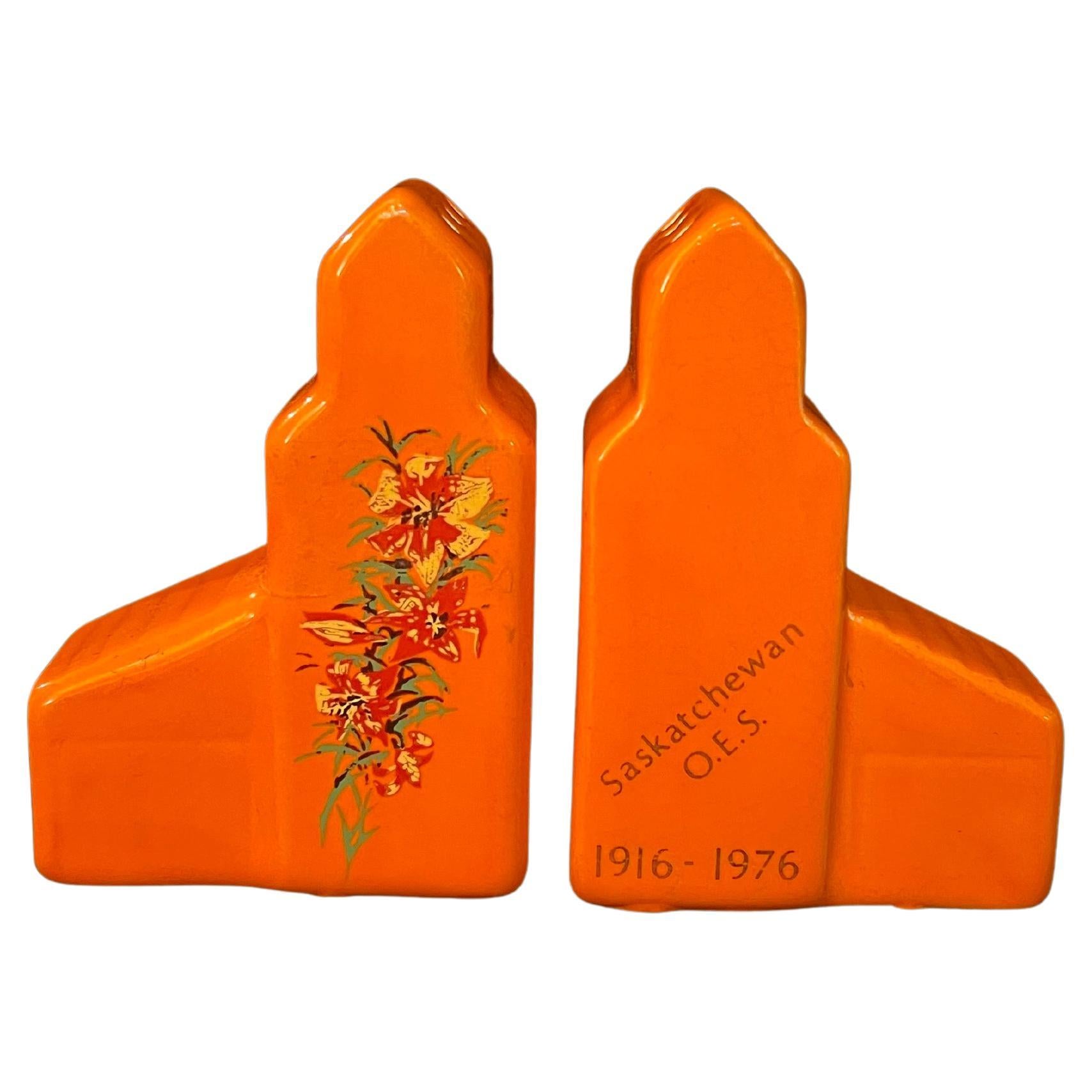 Whimsical decorative ceramic salt & pepper shakers circa 1940's excellent condition .