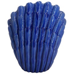 1940s Art Deco Cobalt Blue Shell Shaped Vase, Vicke Lindstrand, Sweden
