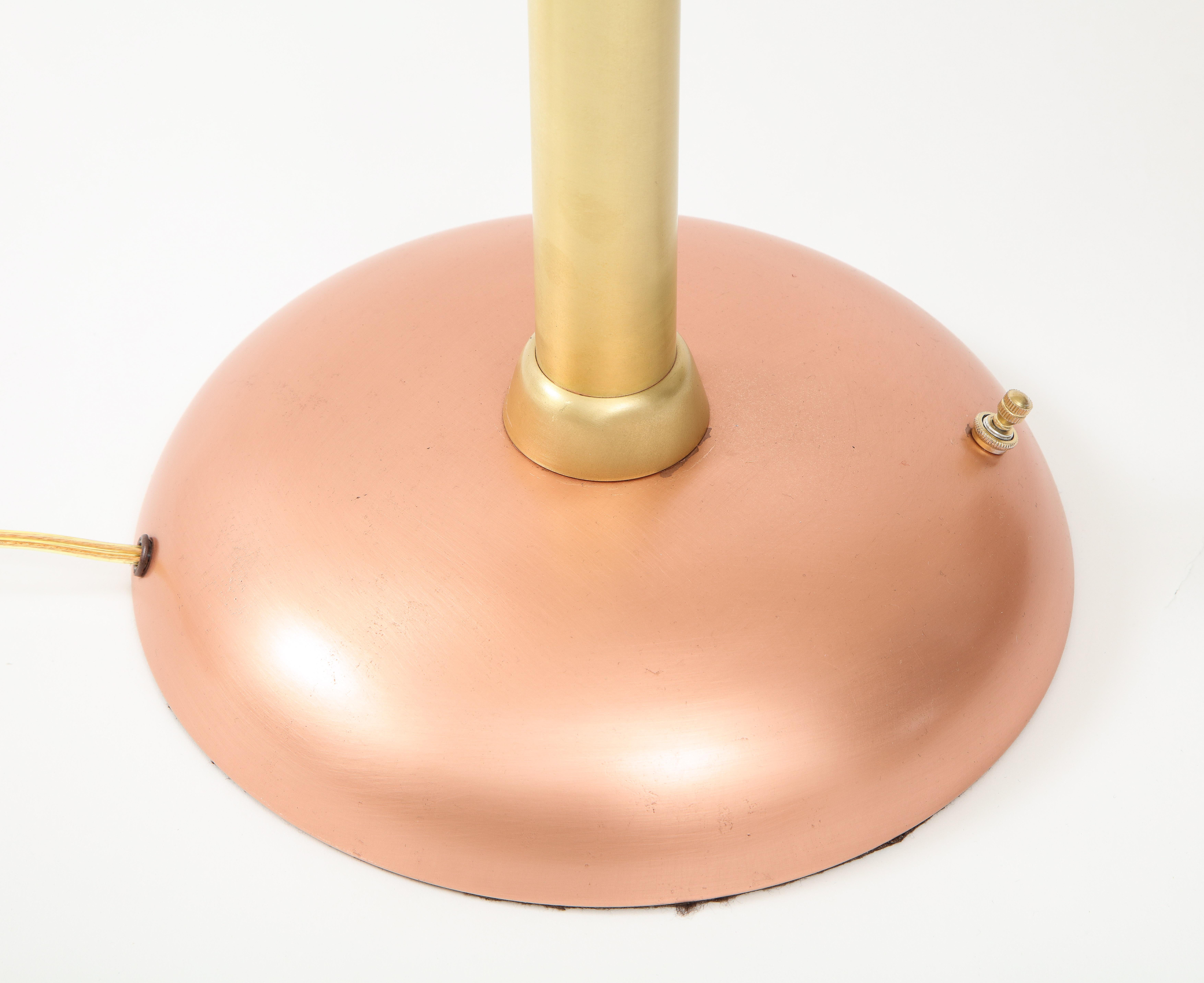1940s Art Deco Copper and Brass Desk Lamp For Sale 7