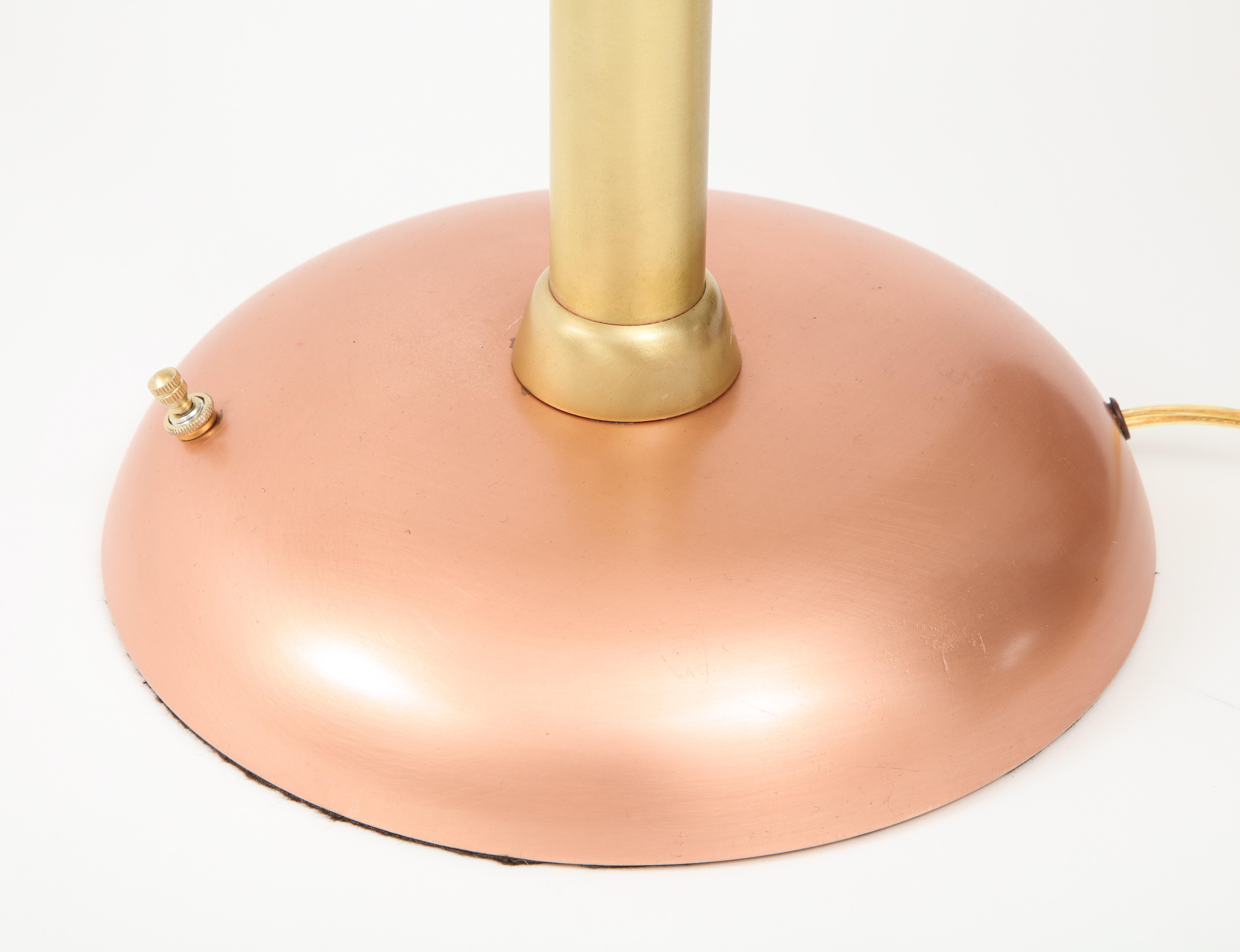 American 1940s Art Deco Copper and Brass Desk Lamp For Sale