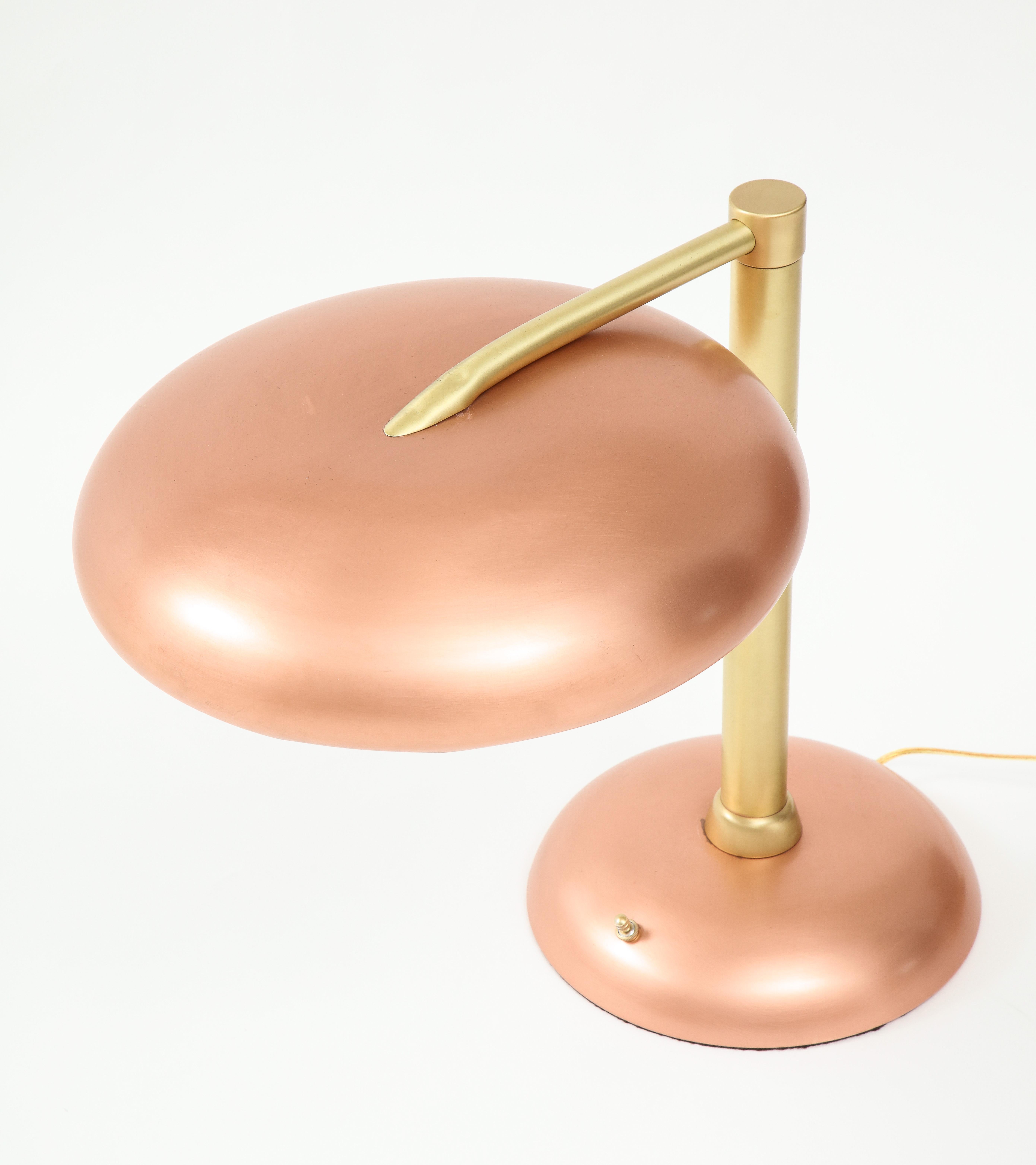 1940s Art Deco Copper and Brass Desk Lamp For Sale 2