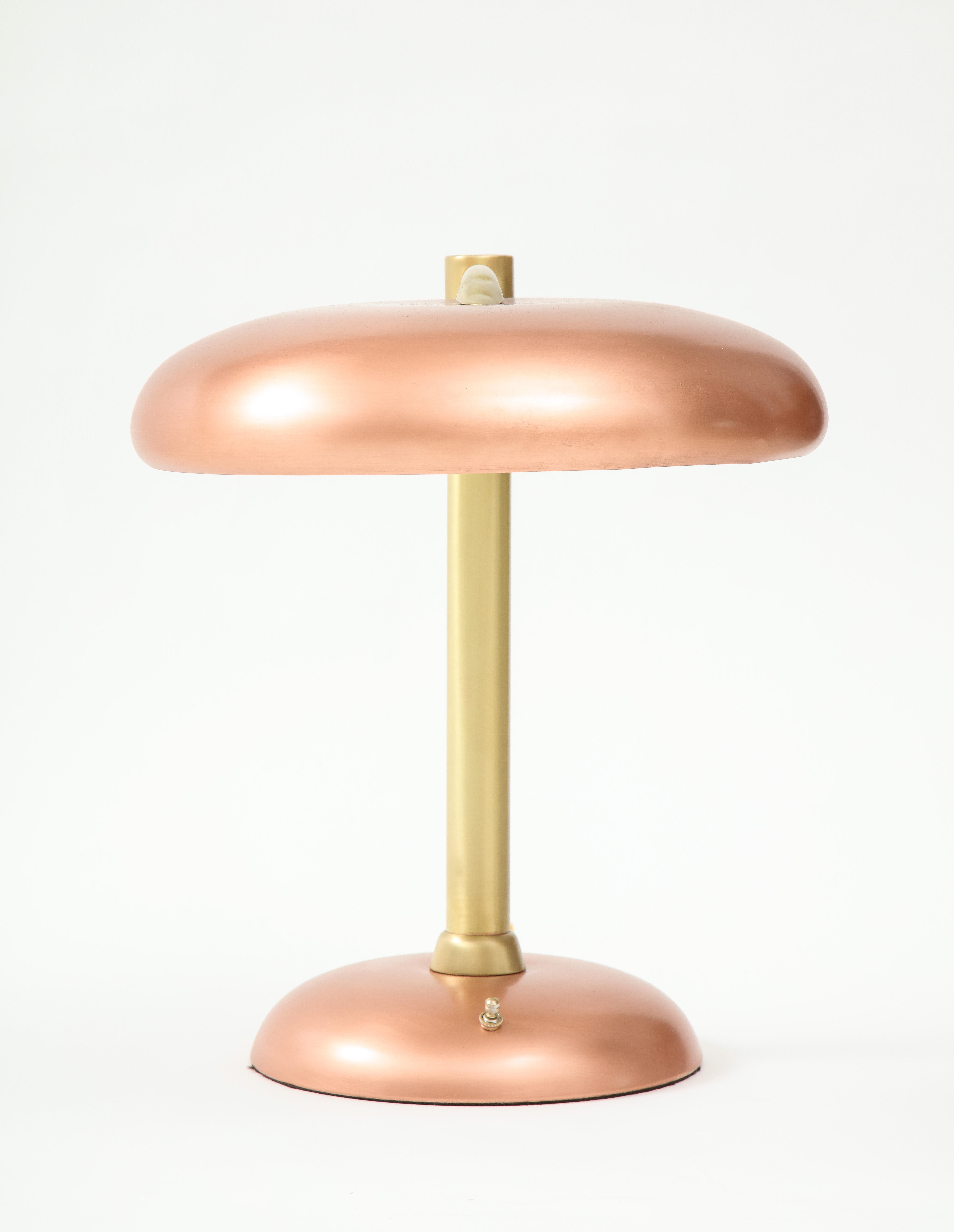 Schreibtischlampe aus Kupfer und Messing aus den 1940er Jahren, Art déco im Angebot 4