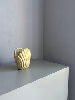 1940s Art Deco Cream Yellow Shell Vase, Vicke Lindstrand, Sweden