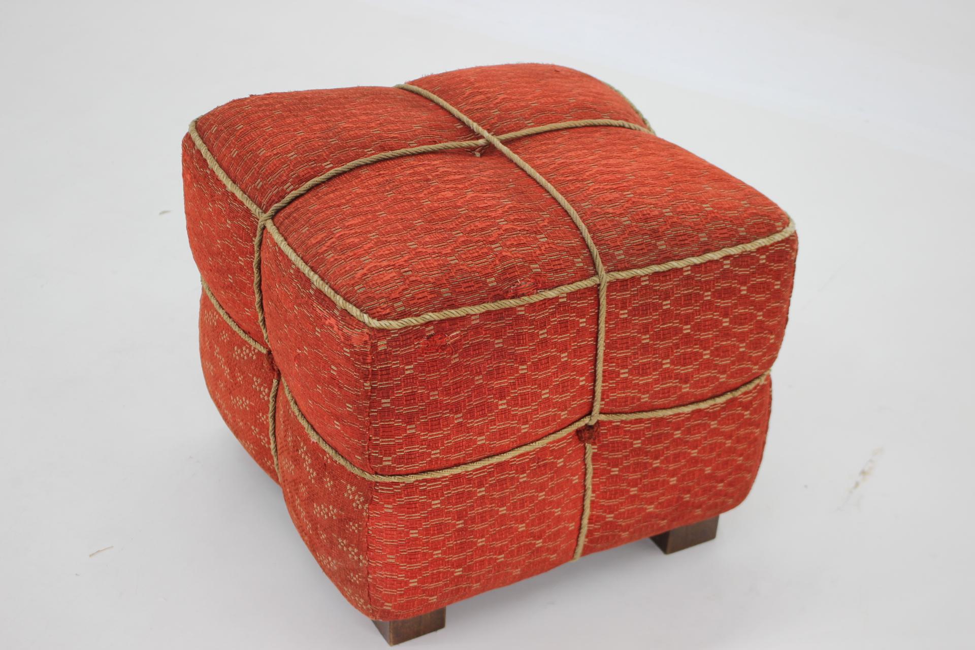 Fabric 1940s Art Deco Cube Stool, Czechoslovakia For Sale