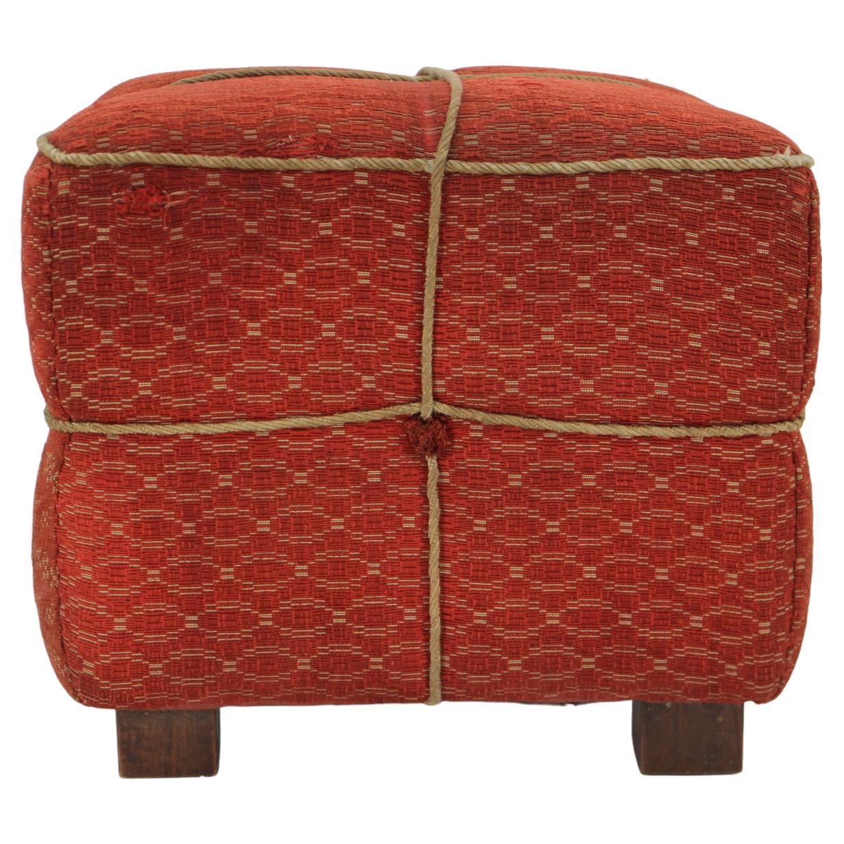 1940s Art Deco Cube Stool, Czechoslovakia For Sale