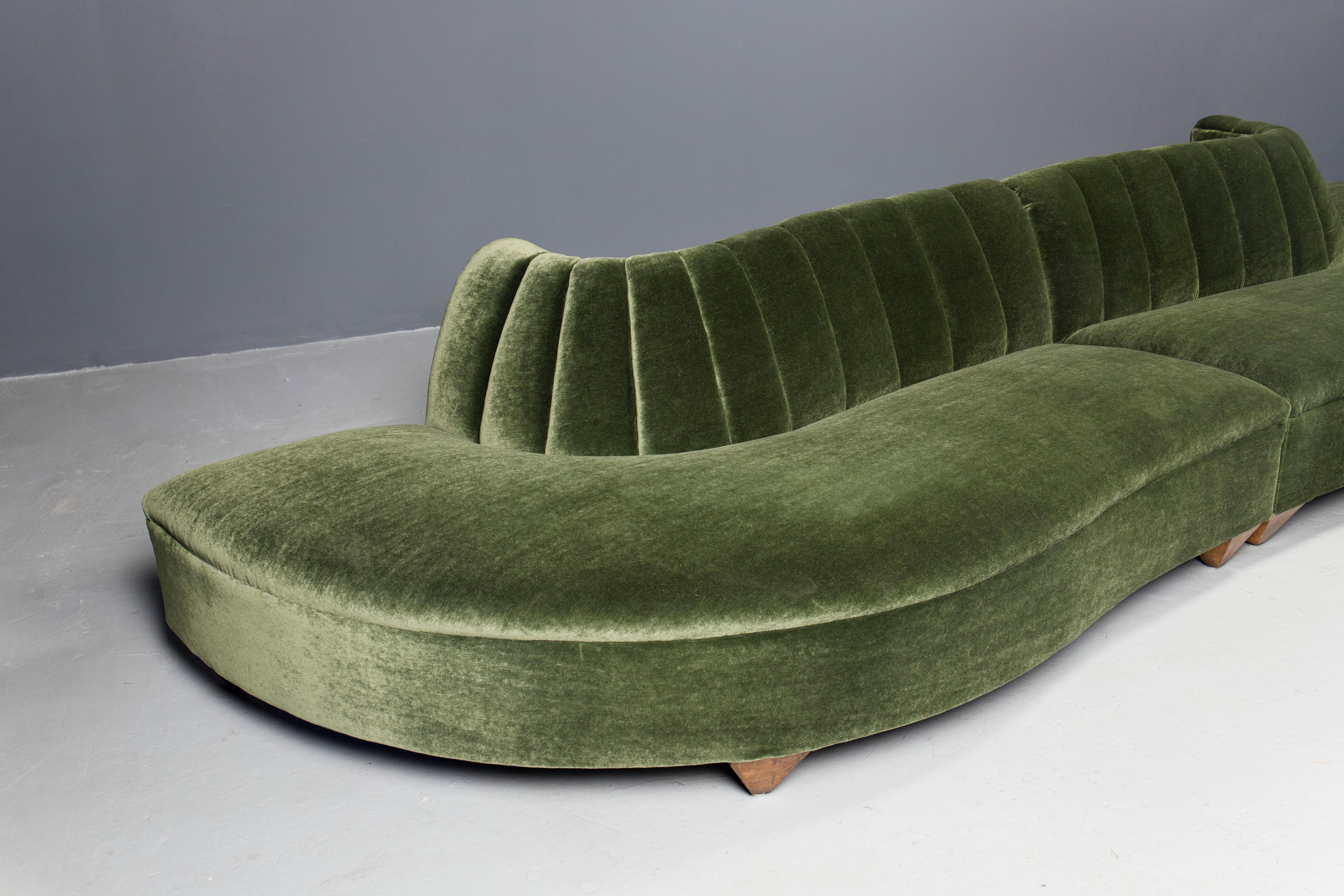 art deco curved sofa