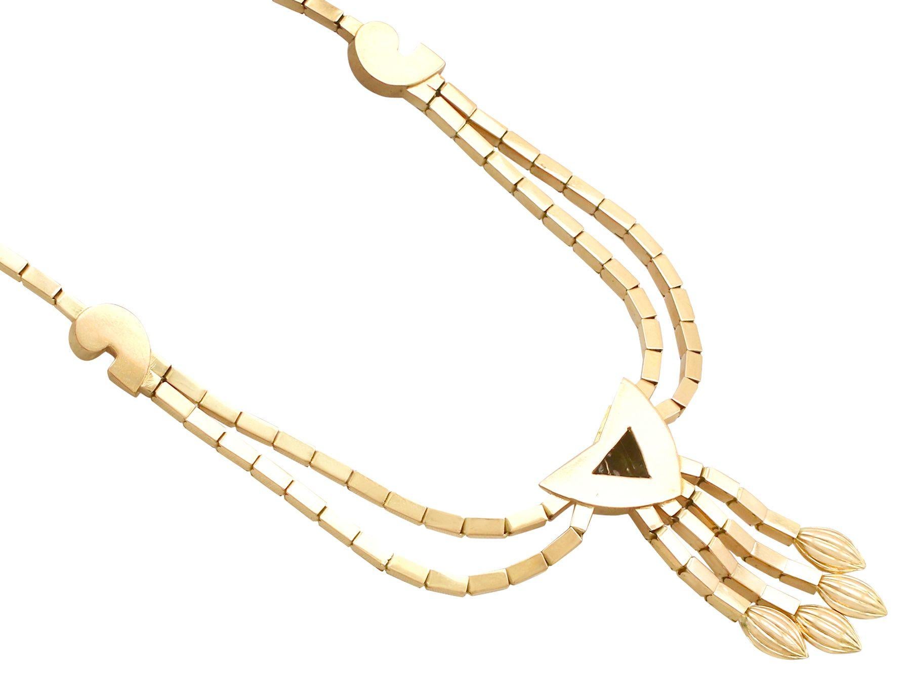 Women's or Men's 1940s Art Deco Diamond and Yellow Gold Necklace For Sale