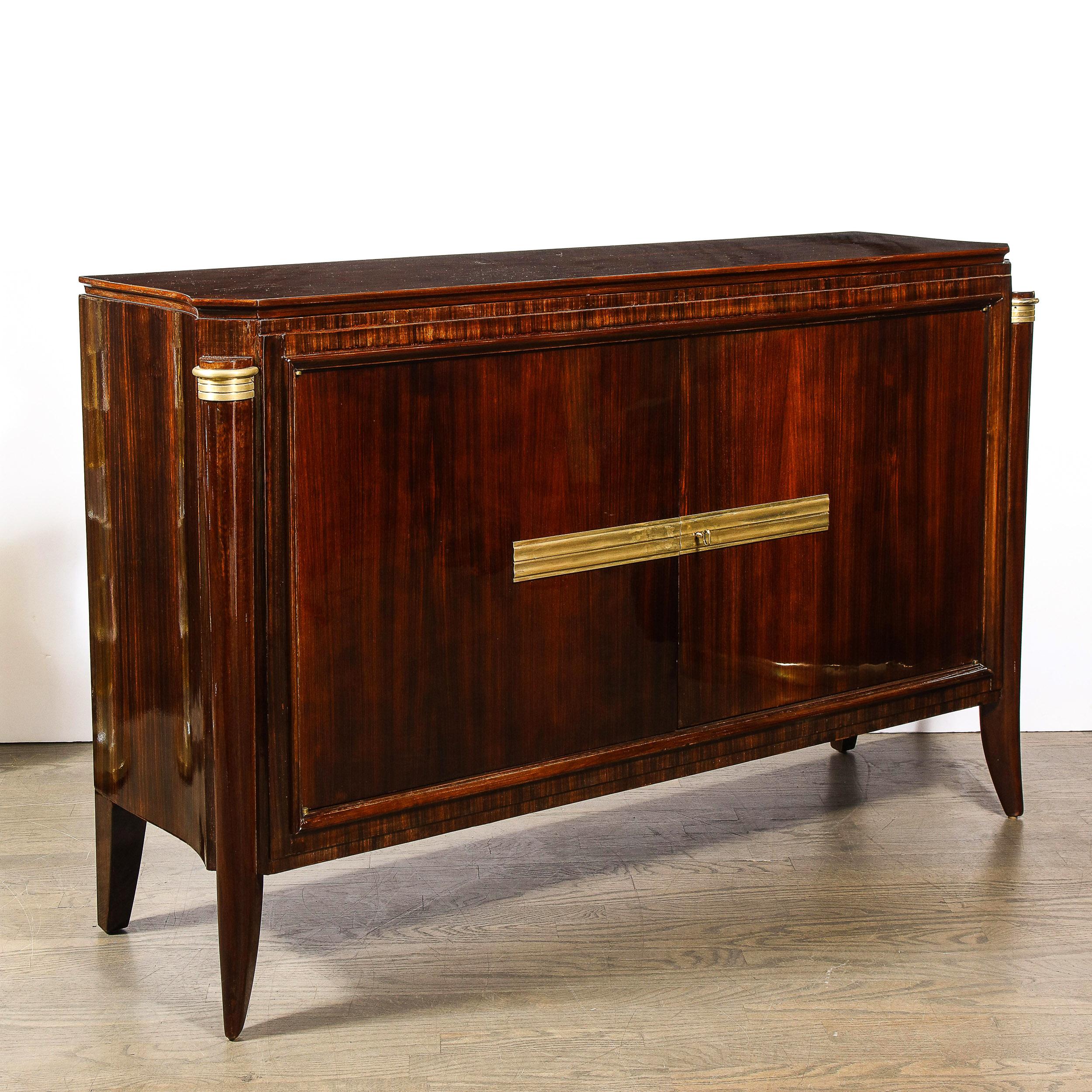1940s Art Deco Directoire Style Bookmatched Walnut Sideboard w/ Bronzed Fittings 4