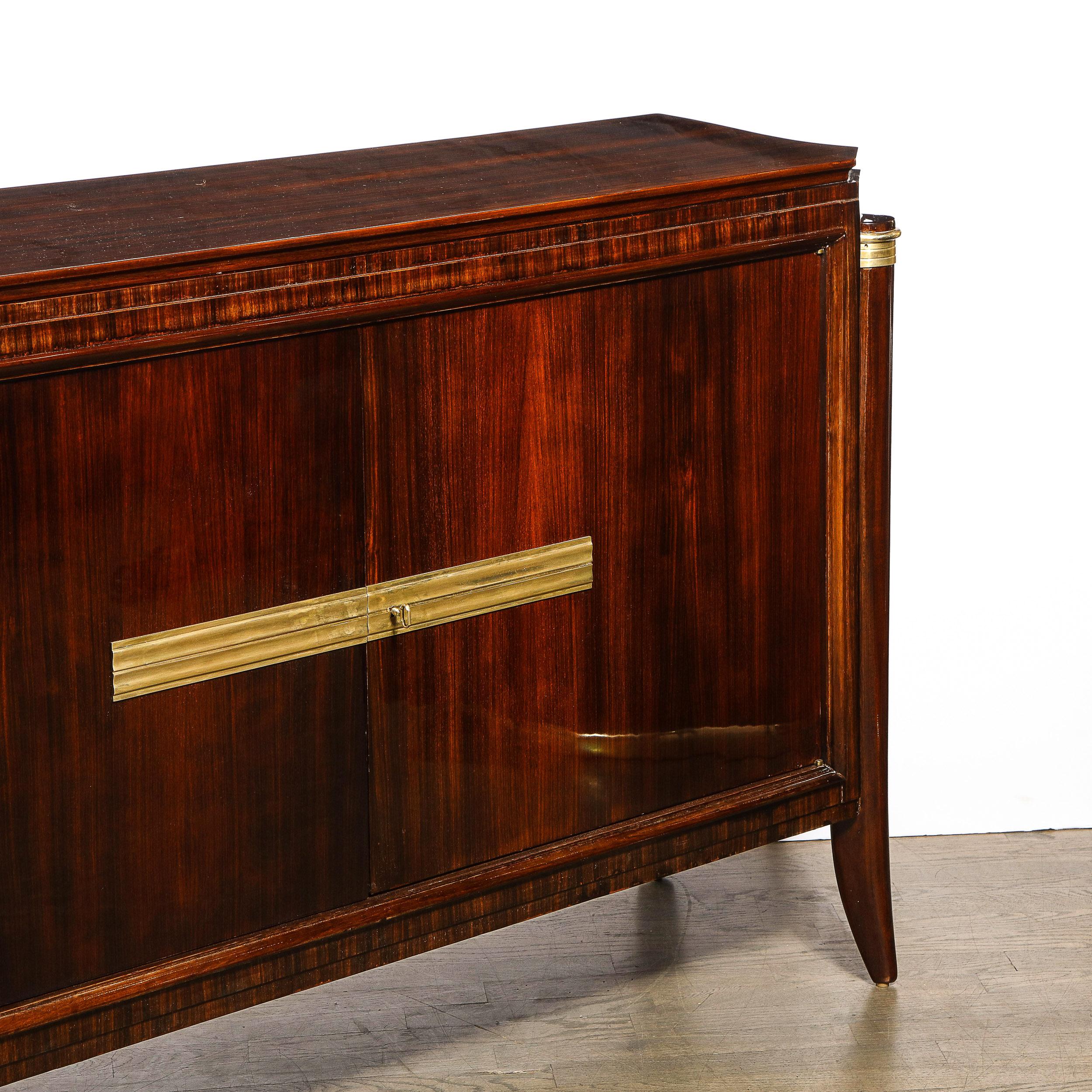 1940s Art Deco Directoire Style Bookmatched Walnut Sideboard w/ Bronzed Fittings 5
