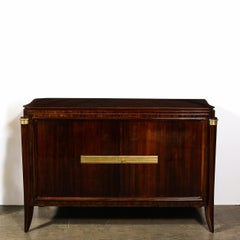 1940s Art Deco Directoire Style Bookmatched Walnut Sideboard w/ Bronzed Fittings
