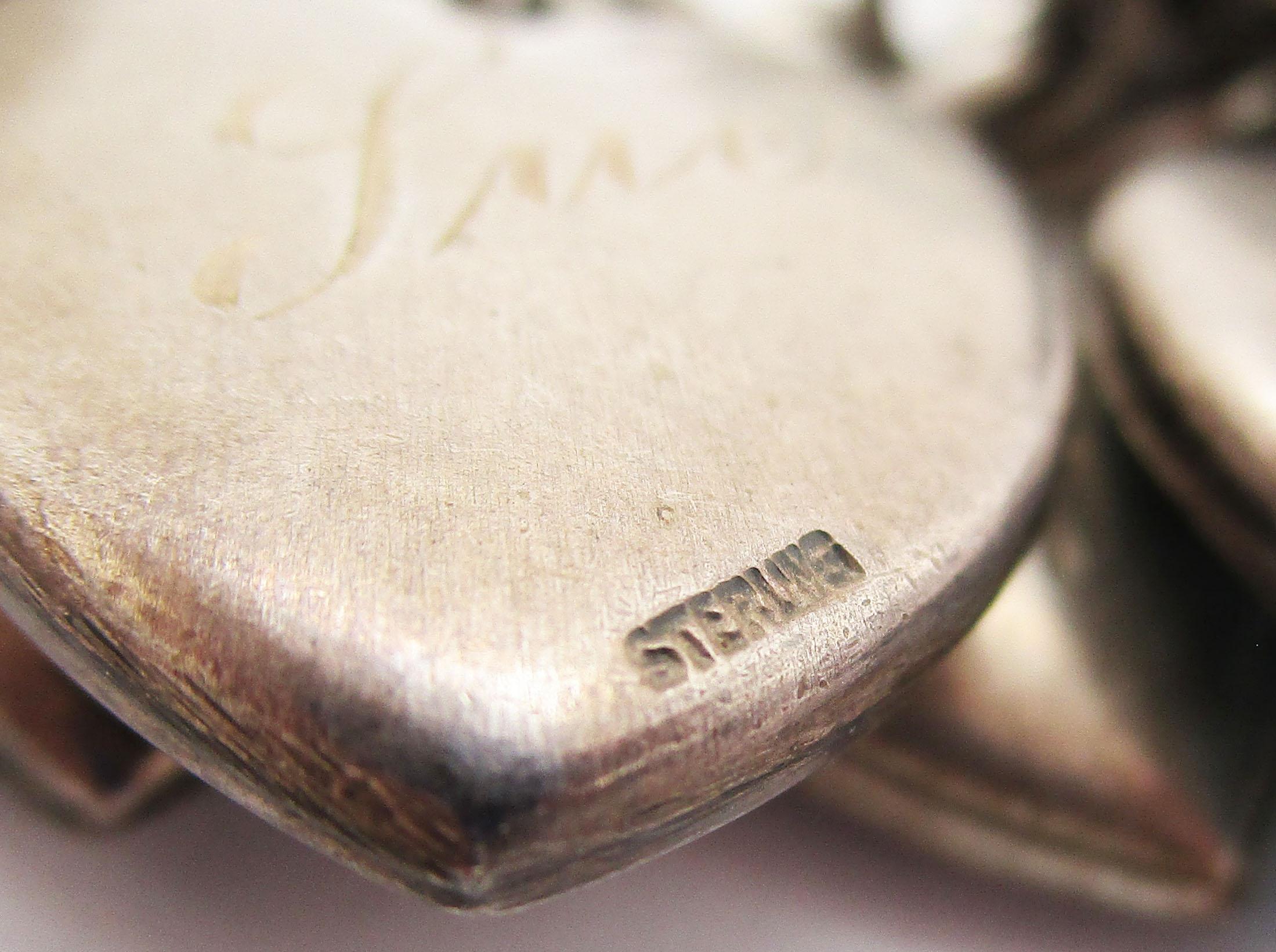 1940s Art Deco Enameled Love Heart Sterling Silver Charm Bracelet 7