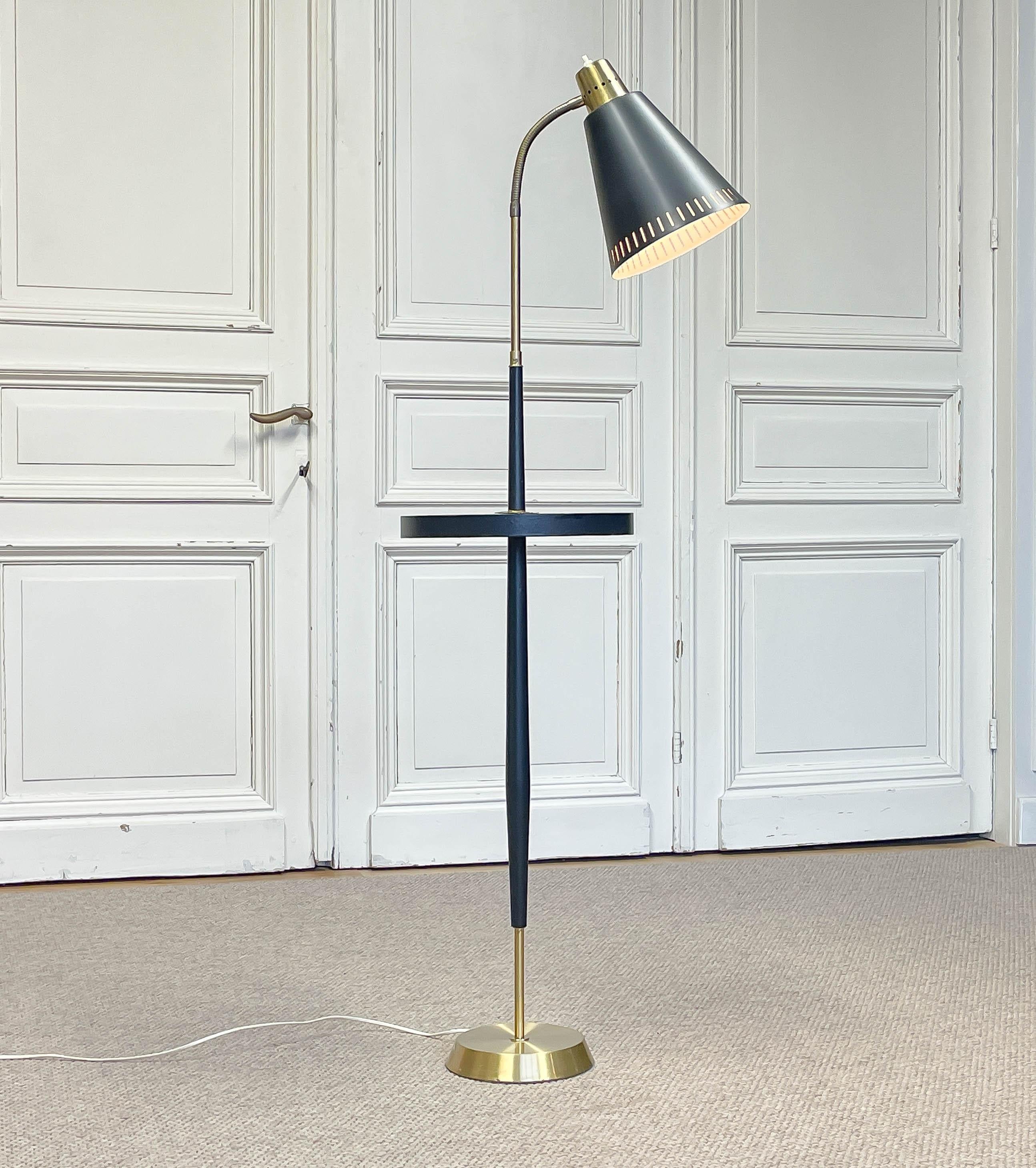 Swedish 1940s, Art Deco Floor Lamp with Table, Sweden For Sale