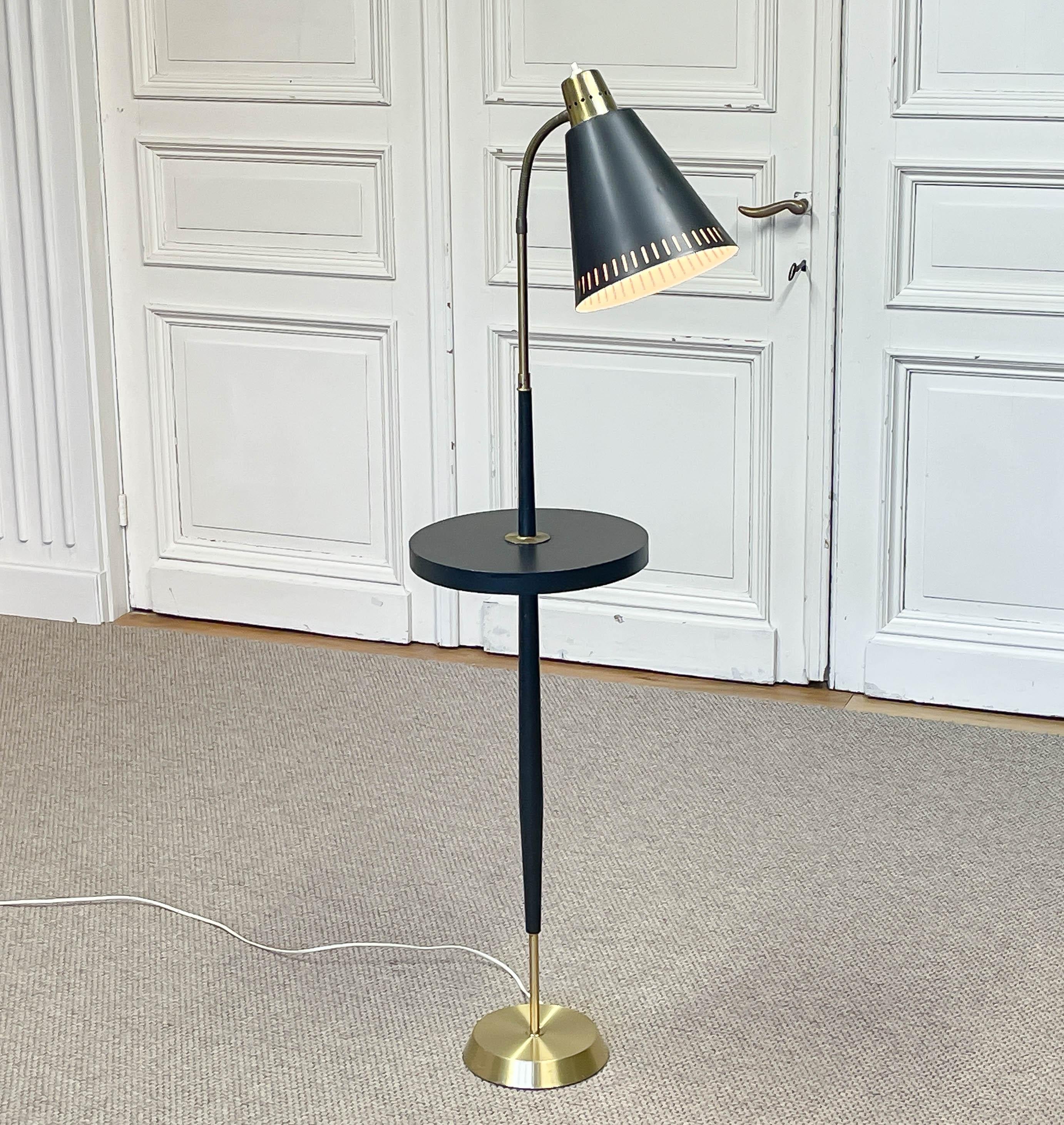 Mid-20th Century 1940s, Art Deco Floor Lamp with Table, Sweden For Sale