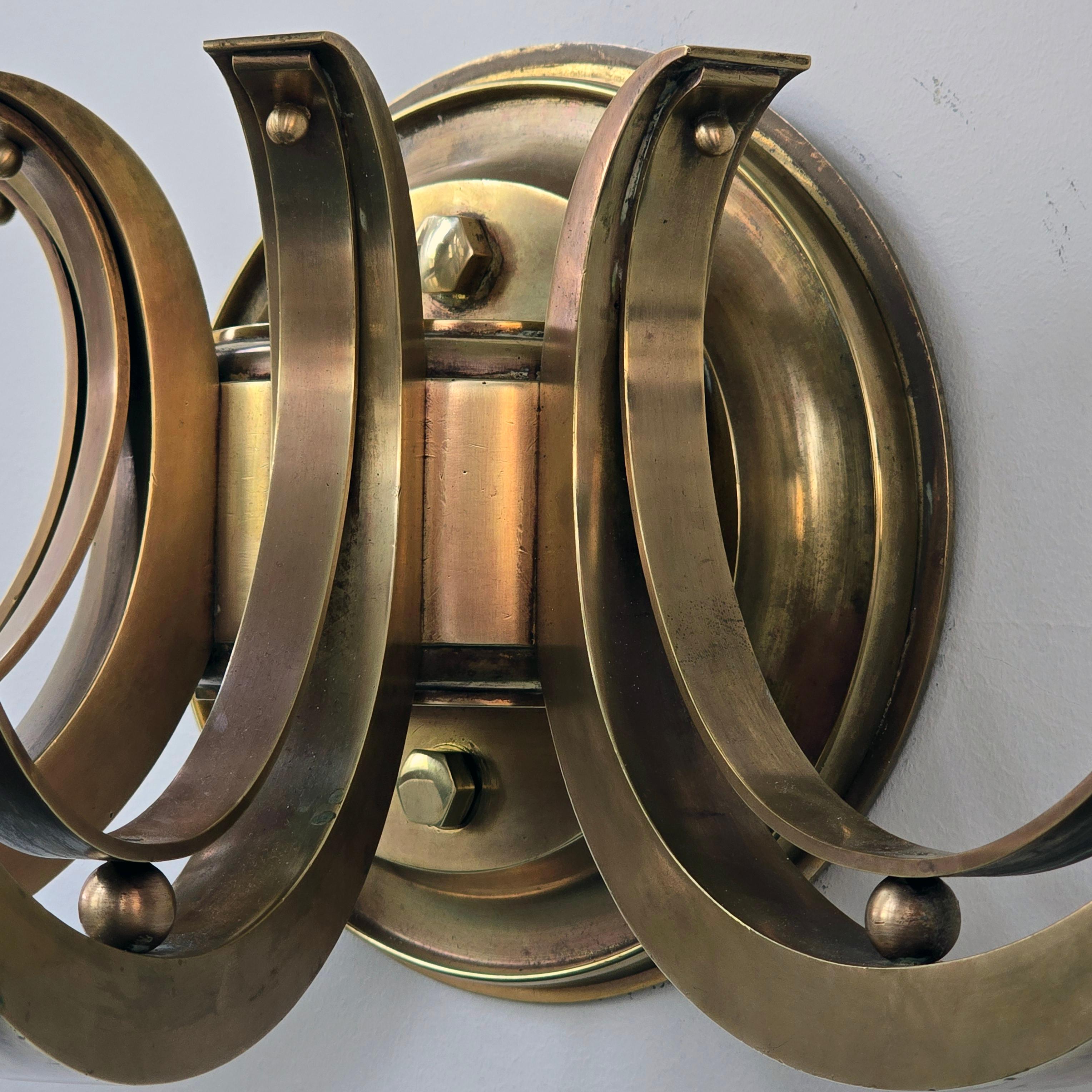 1940er Art Deco  Wandleuchter aus französischer Bronze mit vier Armen im Zustand „Gut“ im Angebot in PARIS, FR