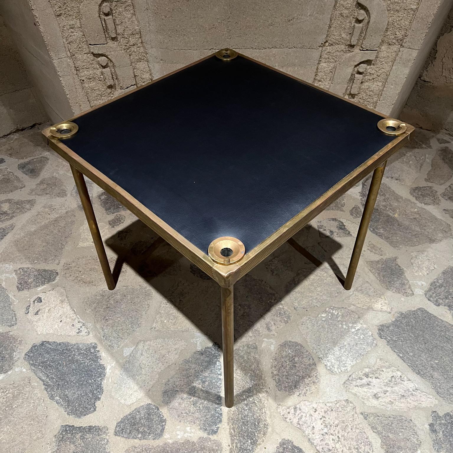 1940s Art Deco French Card Game Table with Corner Ashtrays in Patinated Brass 6