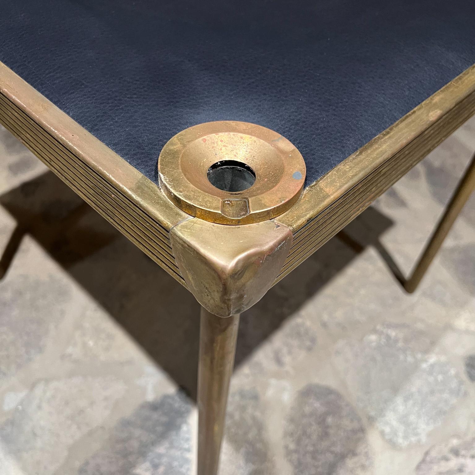 1940s Art Deco French Card Game Table with Corner Ashtrays in Patinated Brass 3