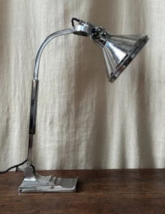 1940s Art Deco French Colourful Mirrored Metal Chromed Table Lamp