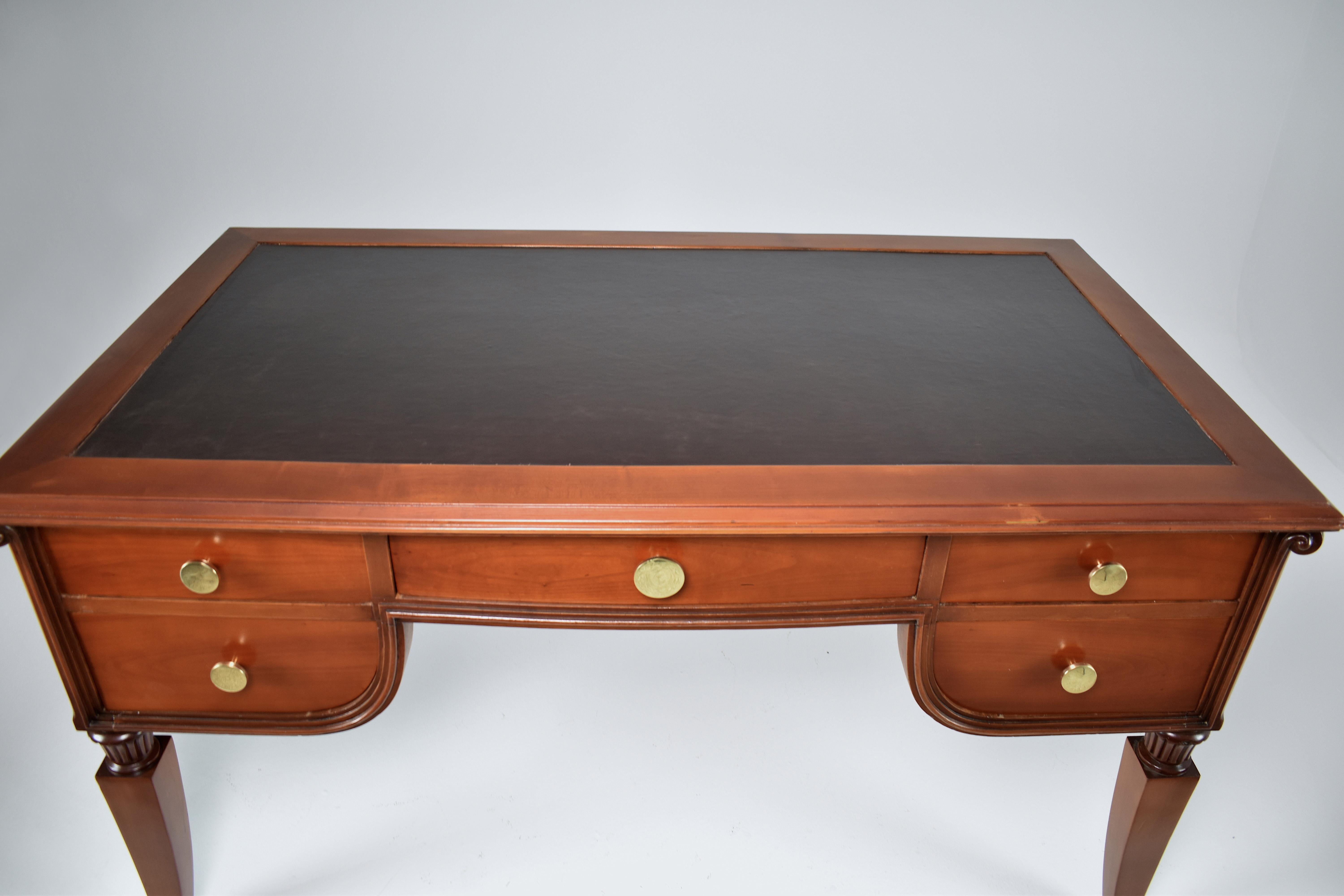 1940's Art Deco French Oak and Leather Desk 5