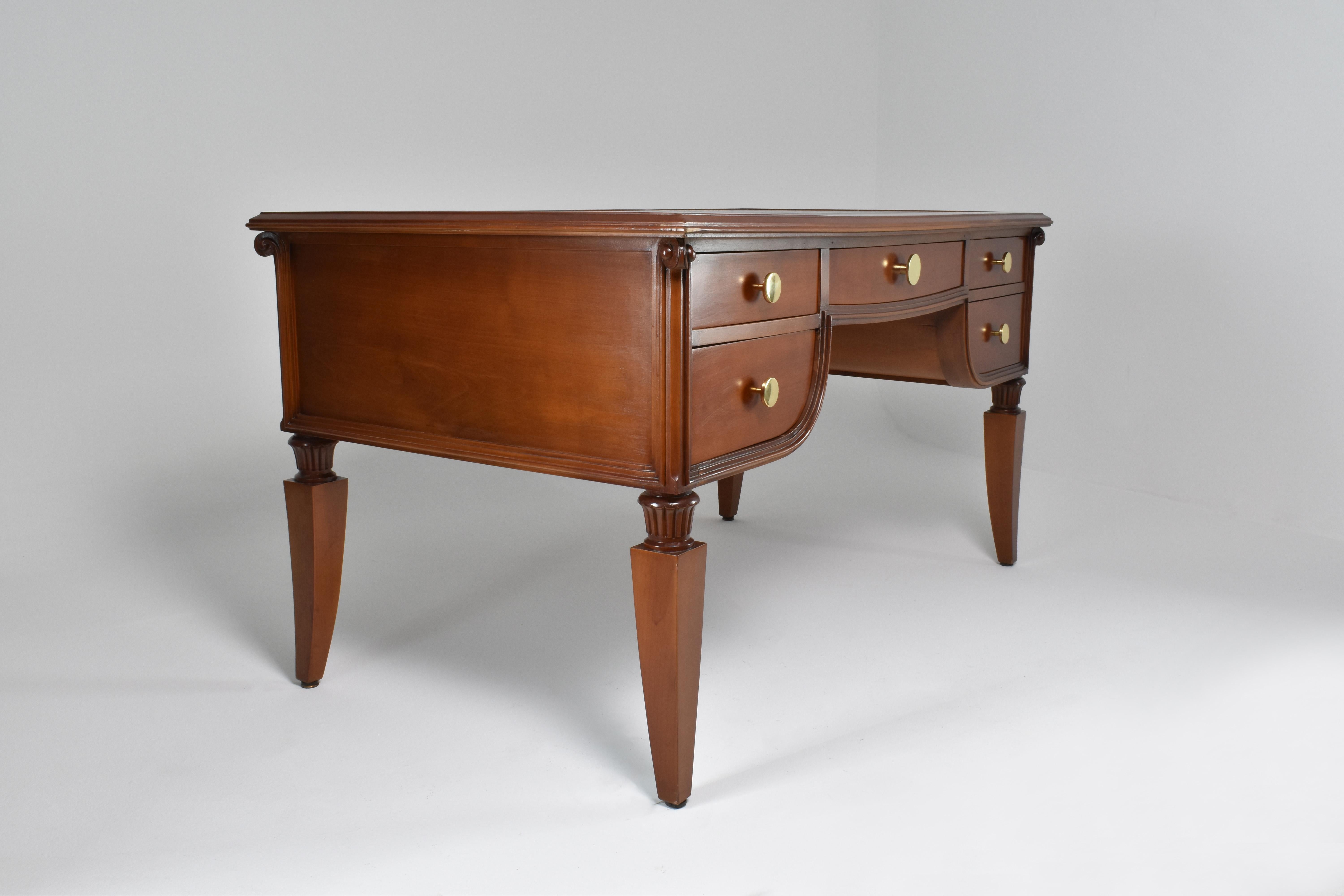 1940's Art Deco French Oak and Leather Desk 7